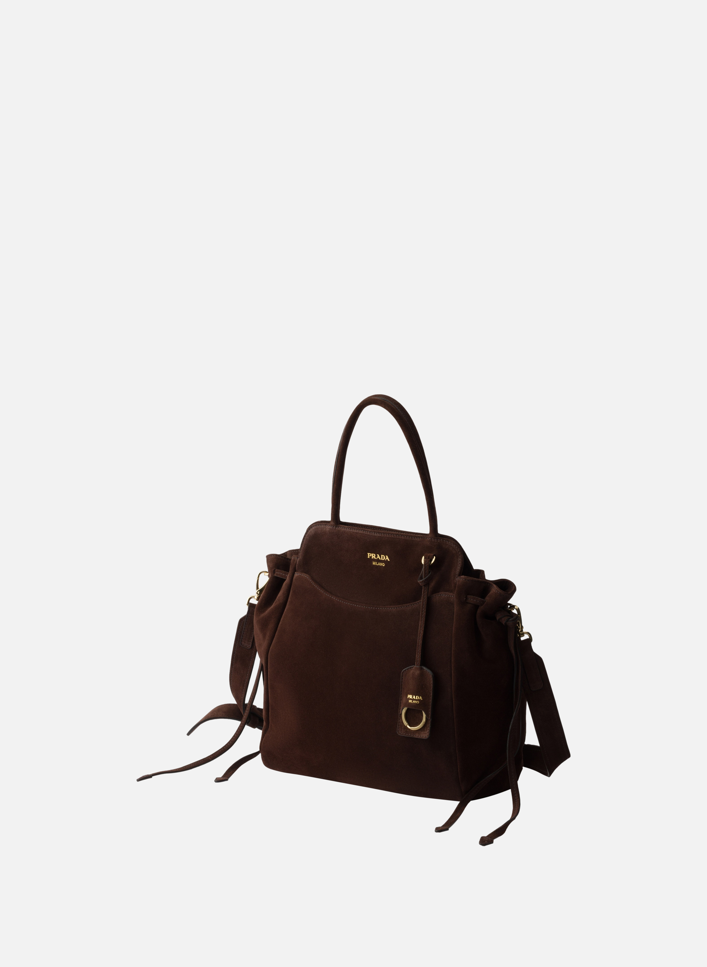 Sac prada carry moyen en veau velours PRADA Marron