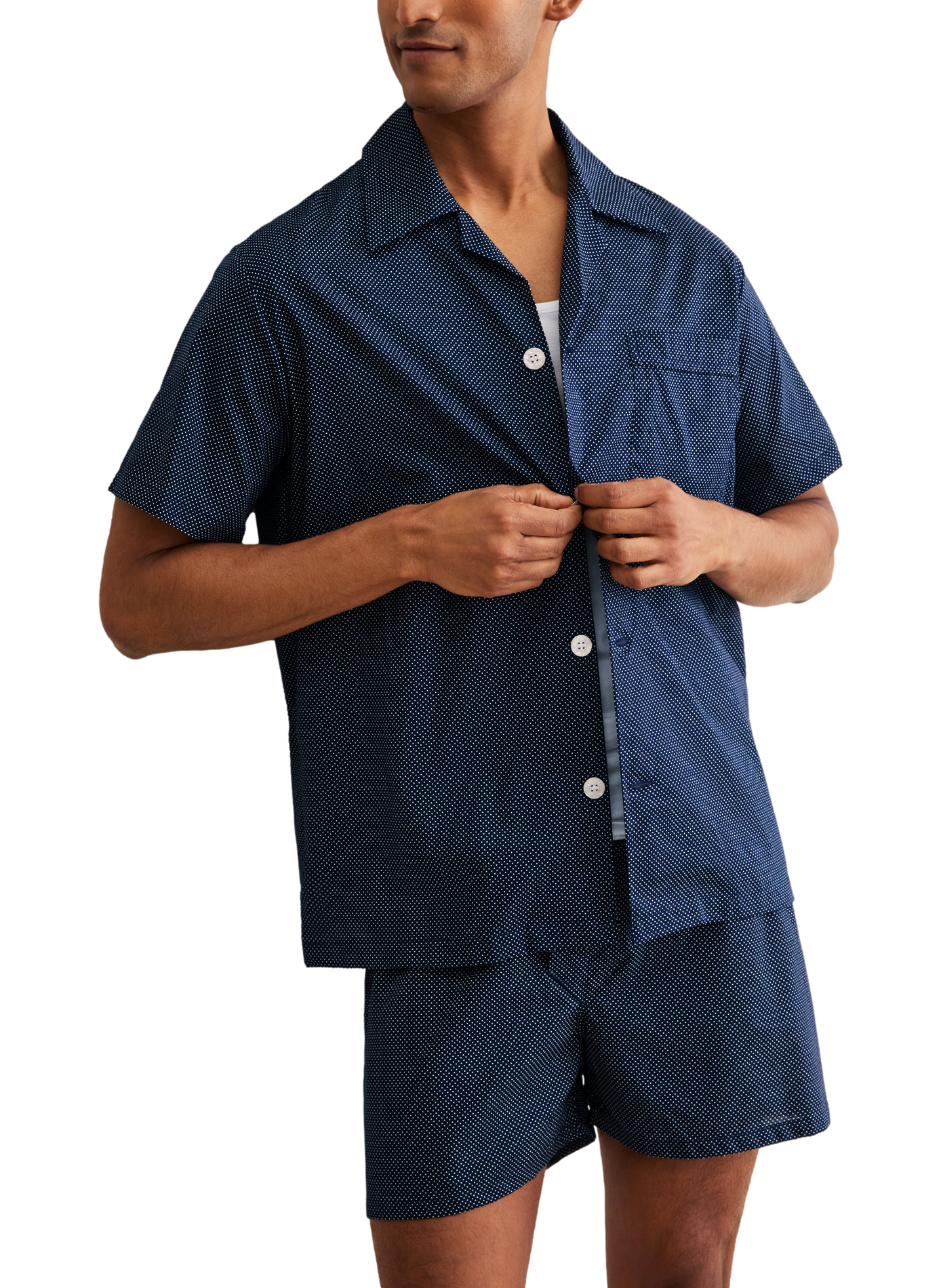 Kurzes Batiste-Pyjama-Set aus Baumwolle DEREK ROSE Blau