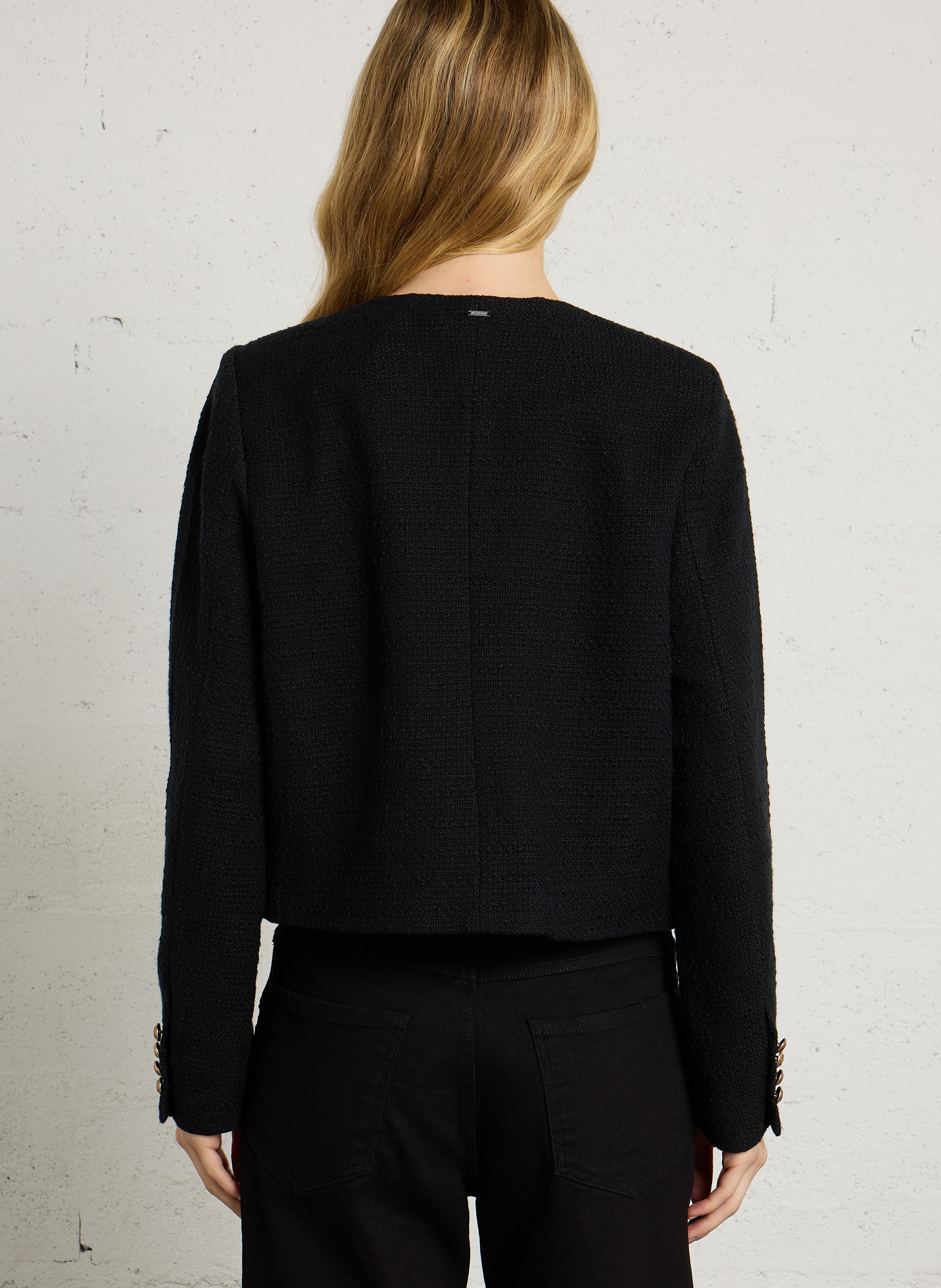 Veste courte et droite effet tweed IKKS Noir