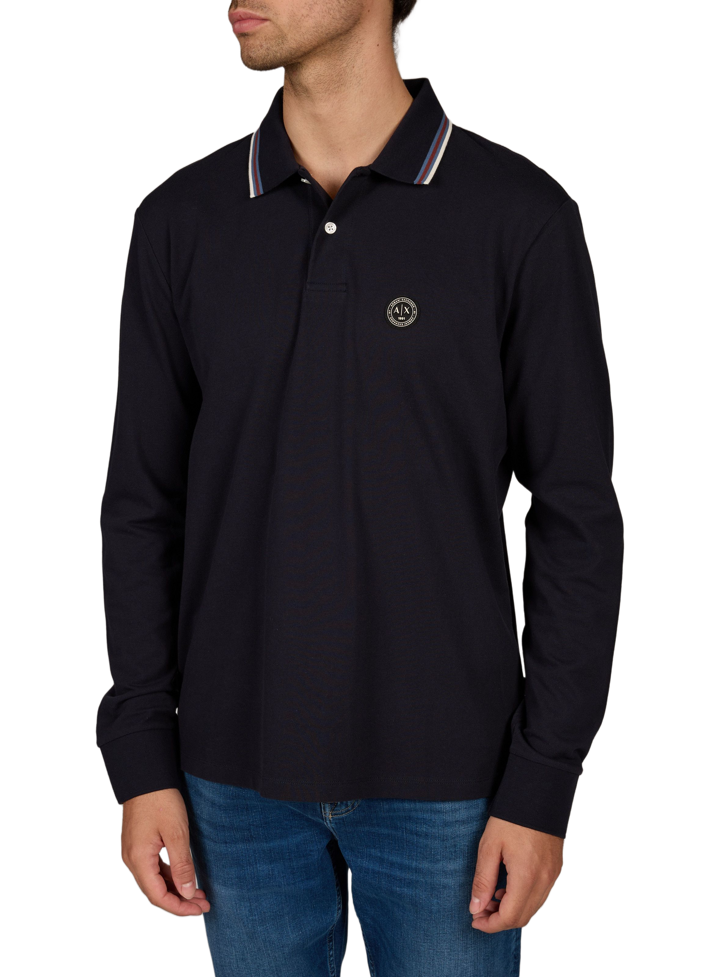Gerader Baumwoll-Poloshirt ARMANI EXCHANGE Blau