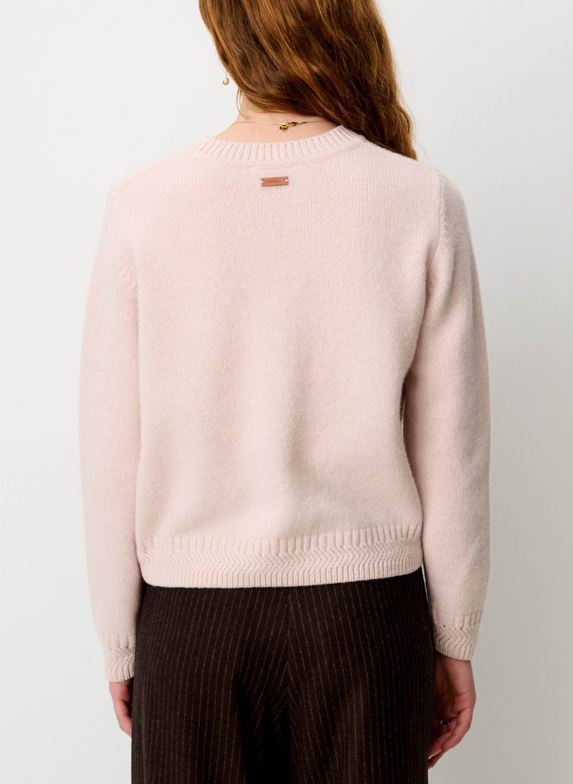 Pull oversize col rond en laine mérinos silty SESSUN Rose