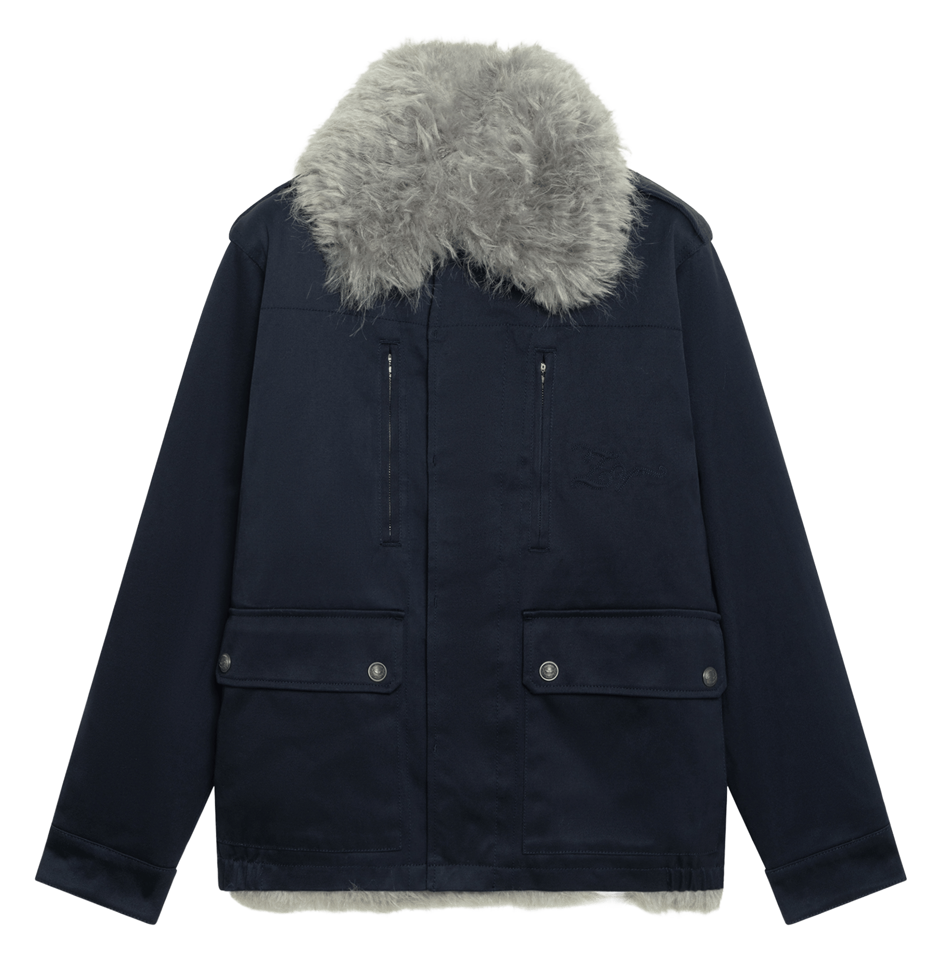 Manteau col effet fourrure en coton kid ZADIG&VOLTAIRE Bleu