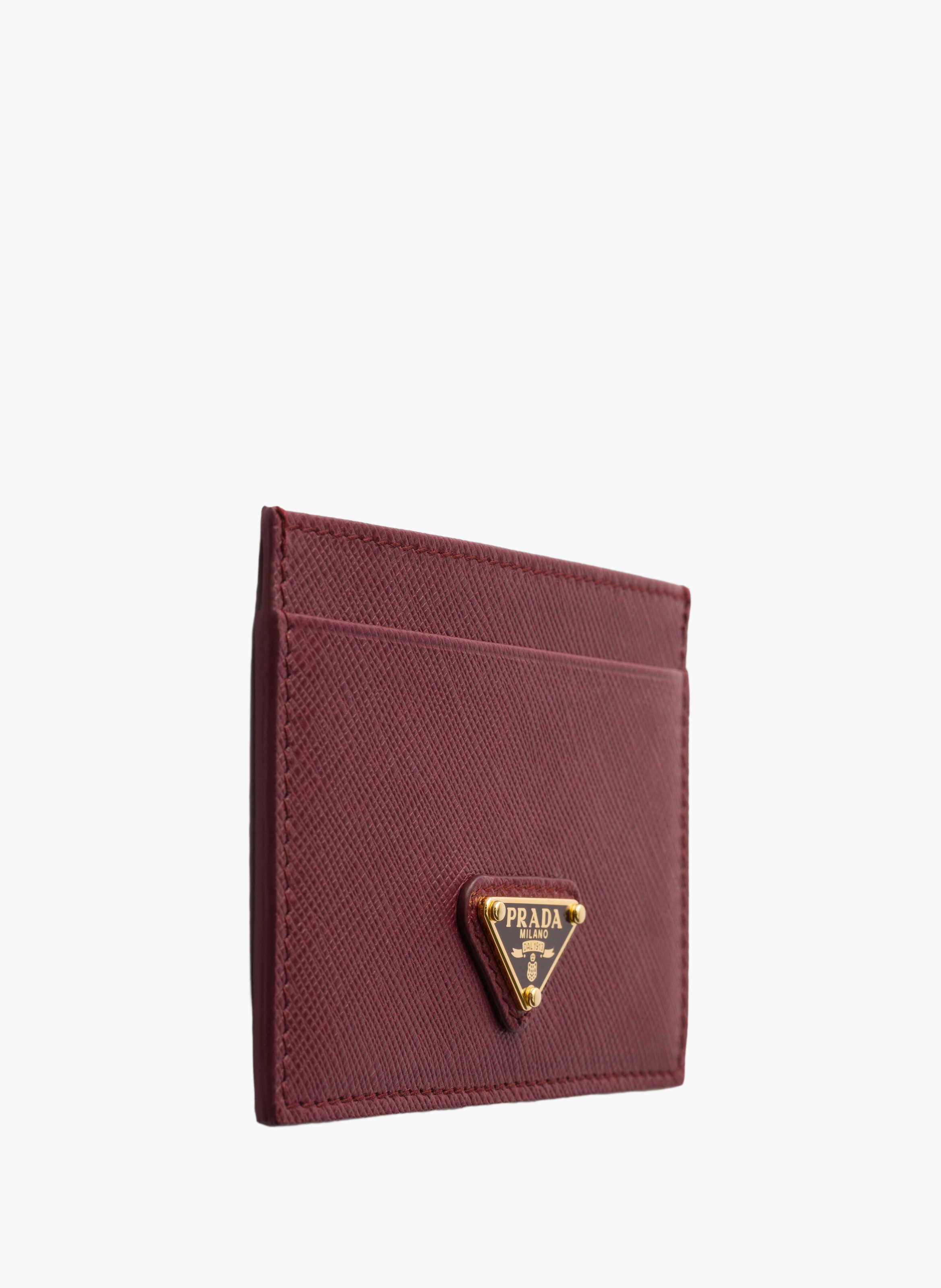 Porte-cartes en cuir saffiano PRADA Rouge