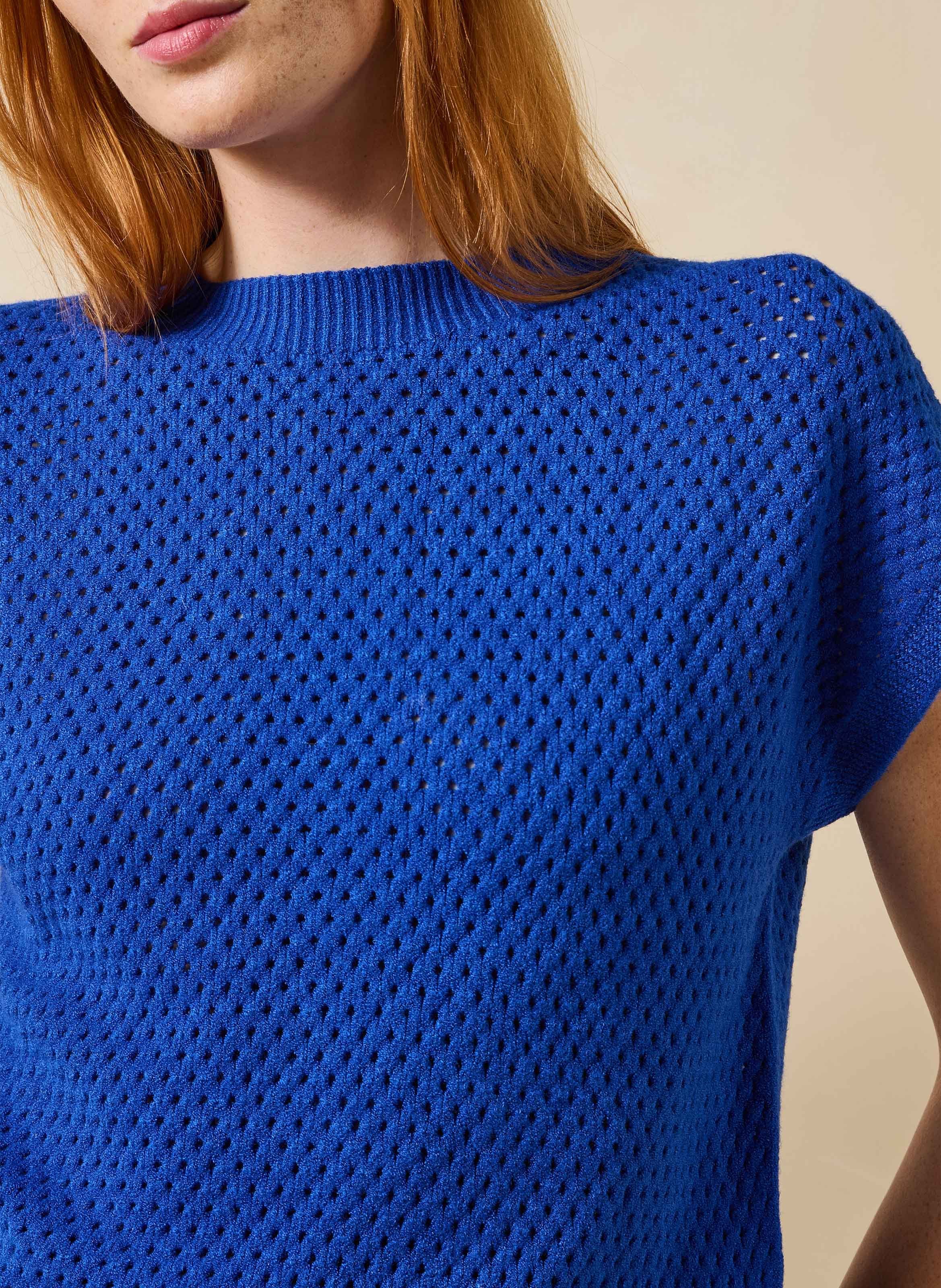 Rechte trui met ajourbreisel LA FEE MARABOUTEE Blauw