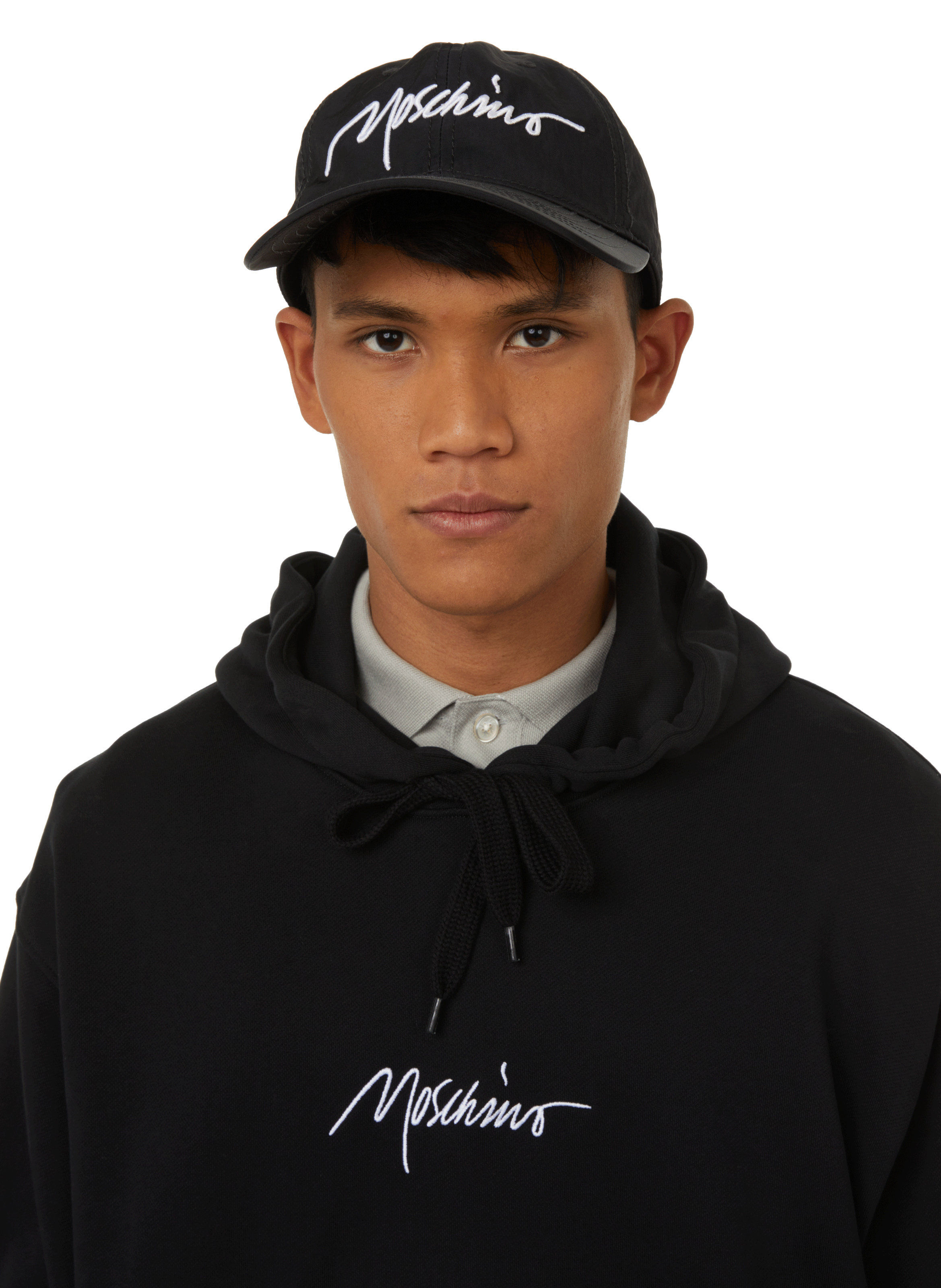 Embroidered cap MOSCHINO Black
