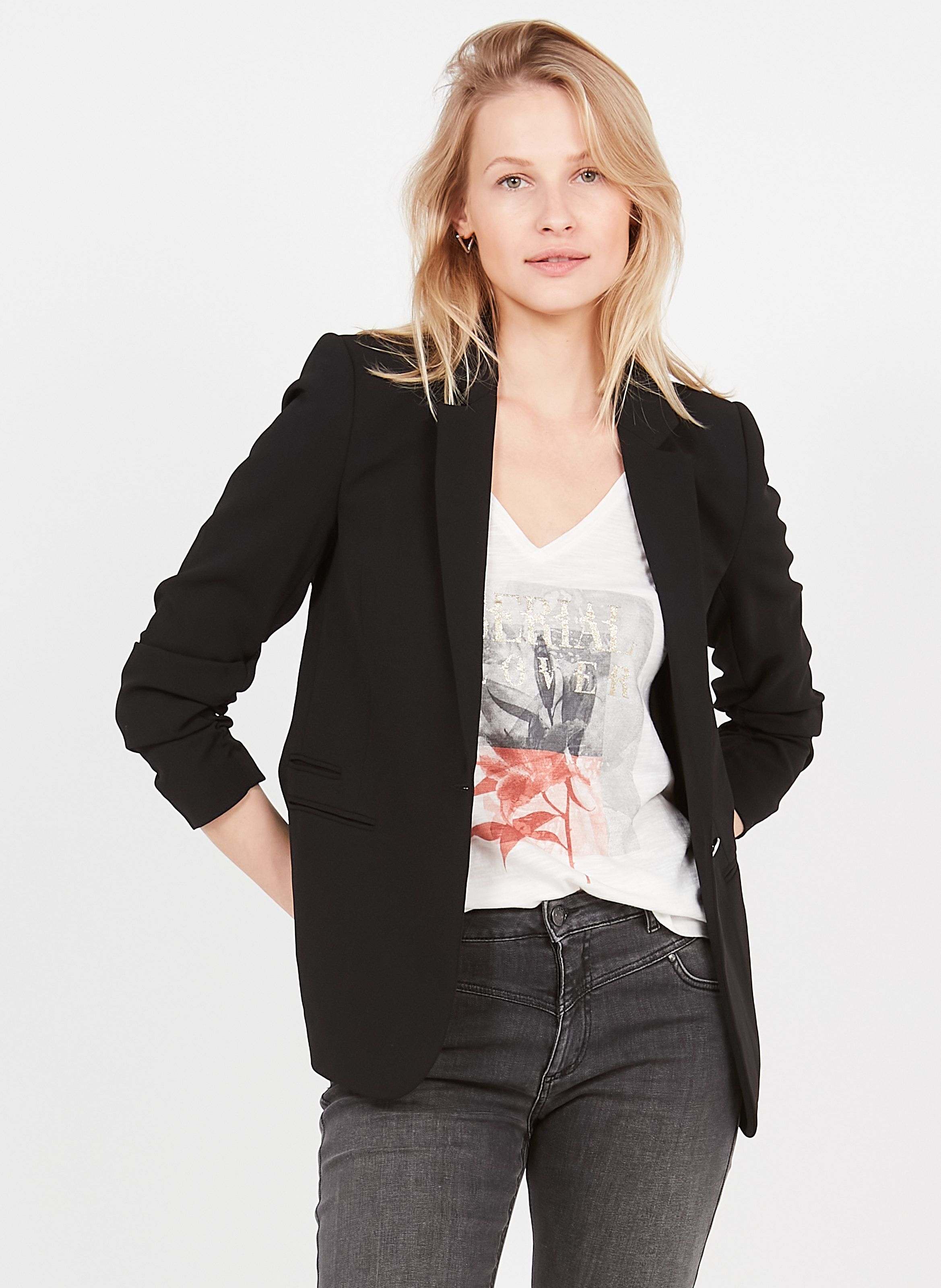 VESTE COL TAILLEUR EN CR PE IKKS pour FEMME Printemps