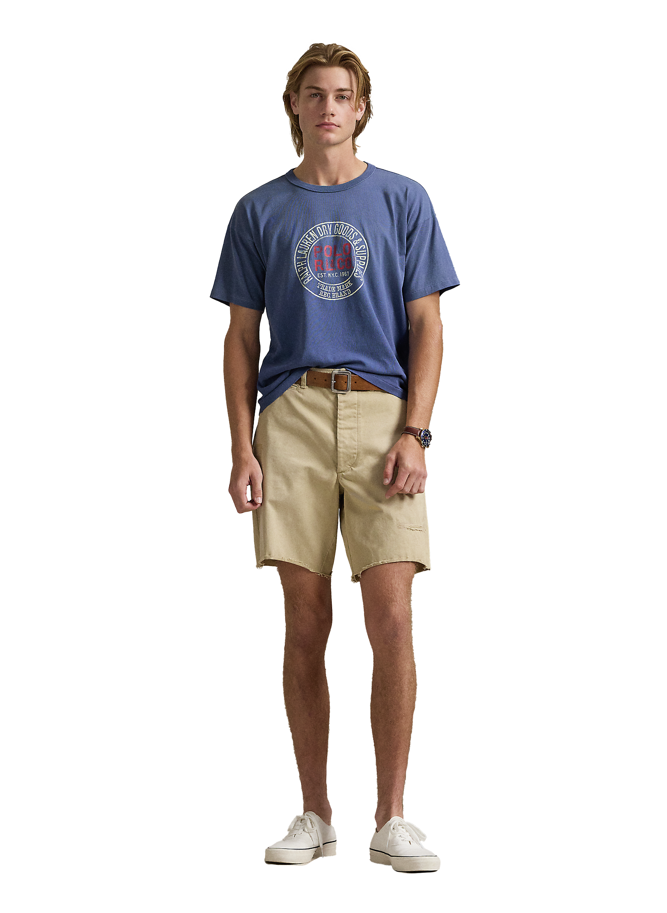 T-shirt à motif en coton POLO RALPH LAUREN Bleu