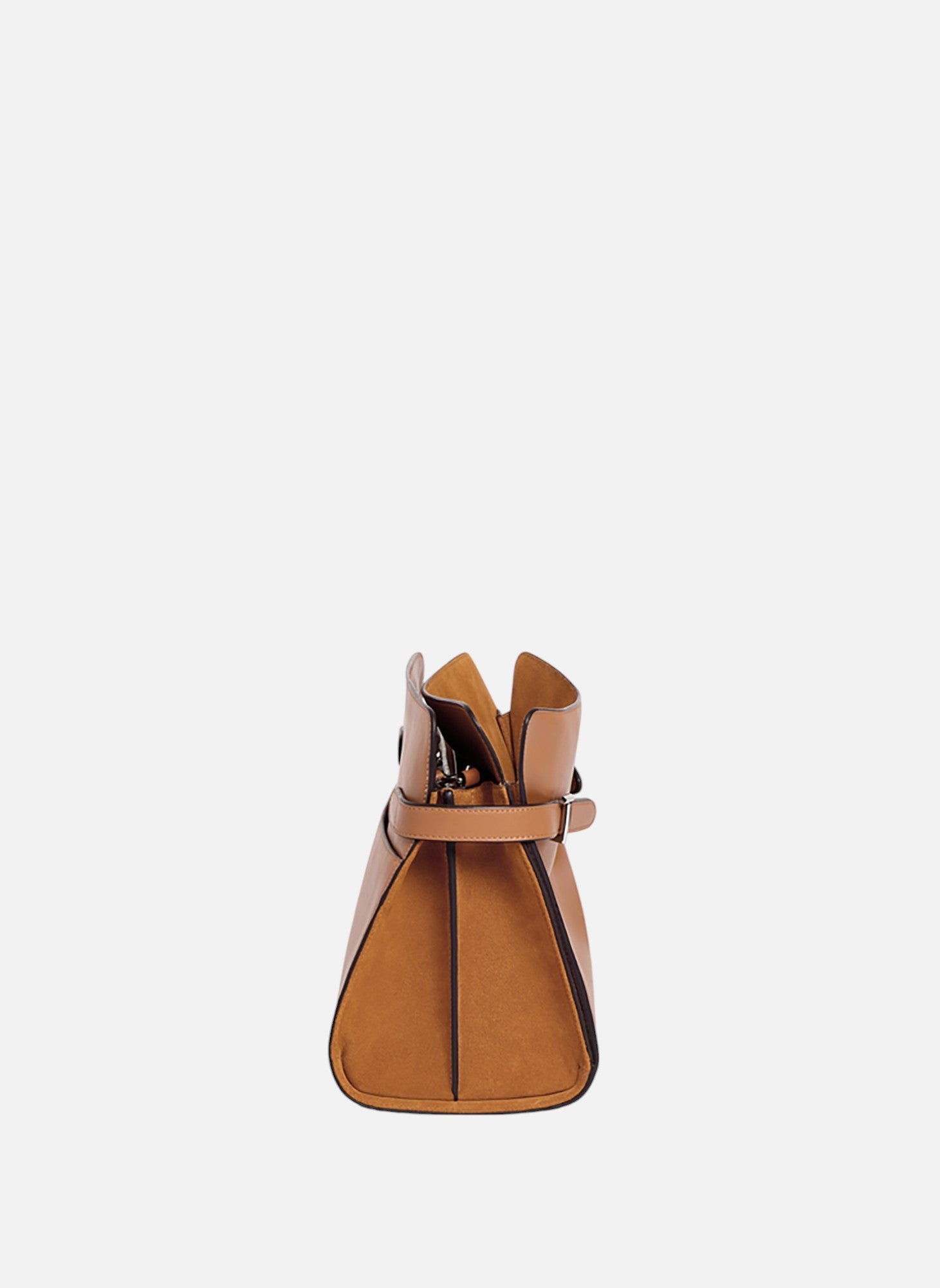 Sac porté épaule grand modèle emie en cuir lisse et nubuck Marron