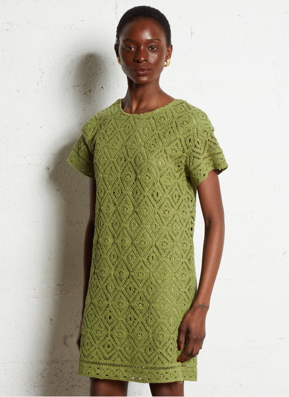 Robe courte en crochet Vert by IKKS IKKS Robe courte en crochet Vert