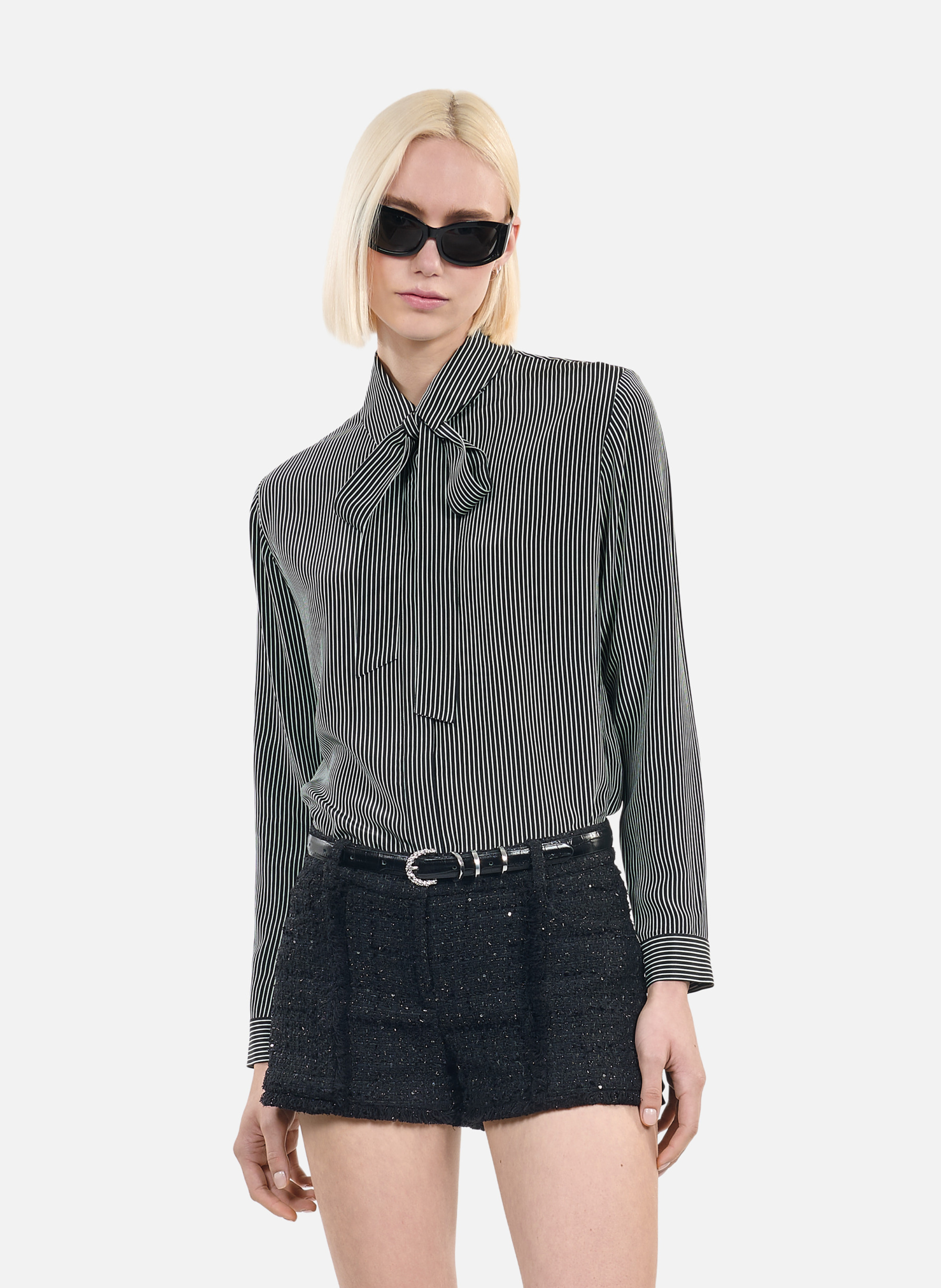 Chemise en soie à rayures NoirTHE KOOPLES