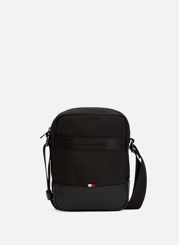 Solid color logo crossbody bag Black by TOMMY HILFIGER TOMMY HILFIGER Solid color logo crossbody bag Black