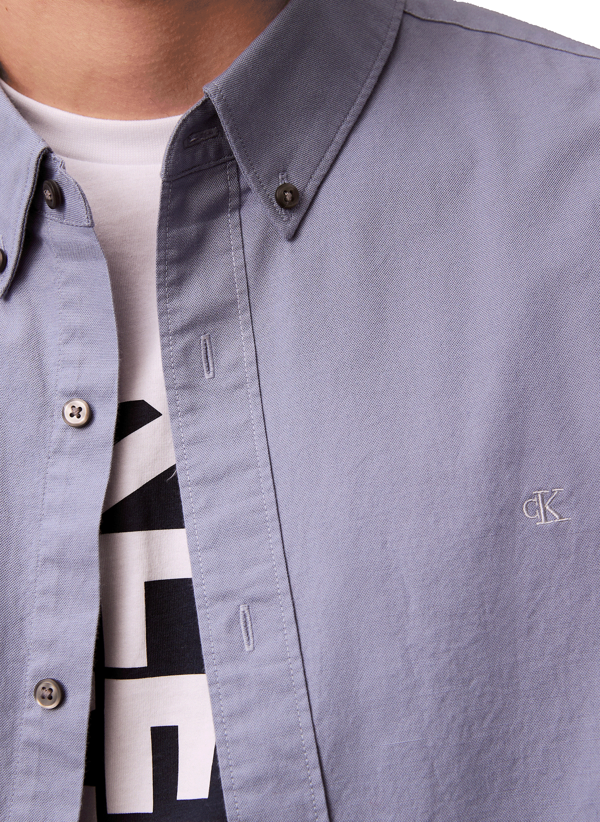 Chemise droite en coton mélangé CALVIN KLEIN Bleu