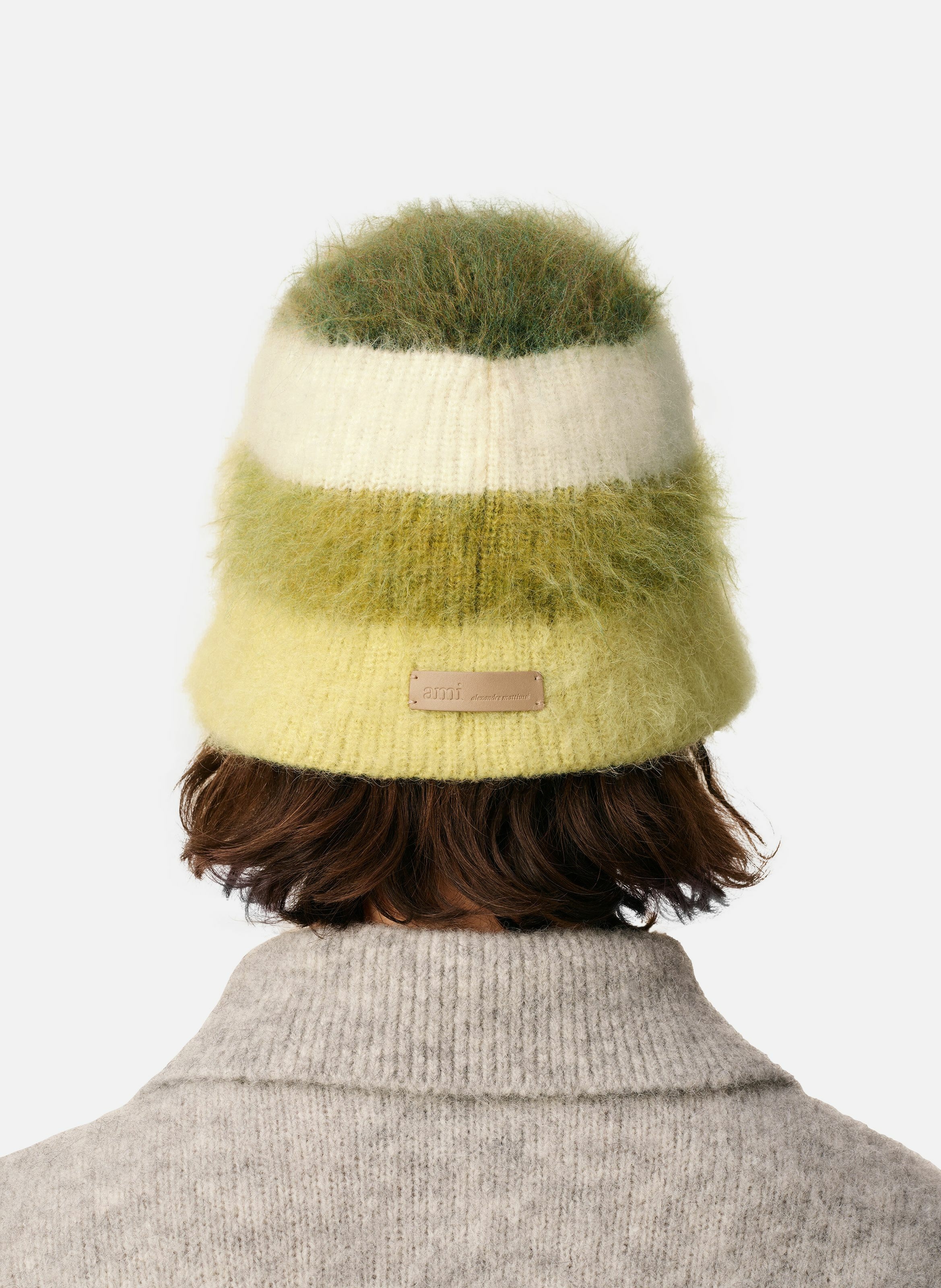 Bob ami rayé en mohair unisexe AMI PARIS Beige