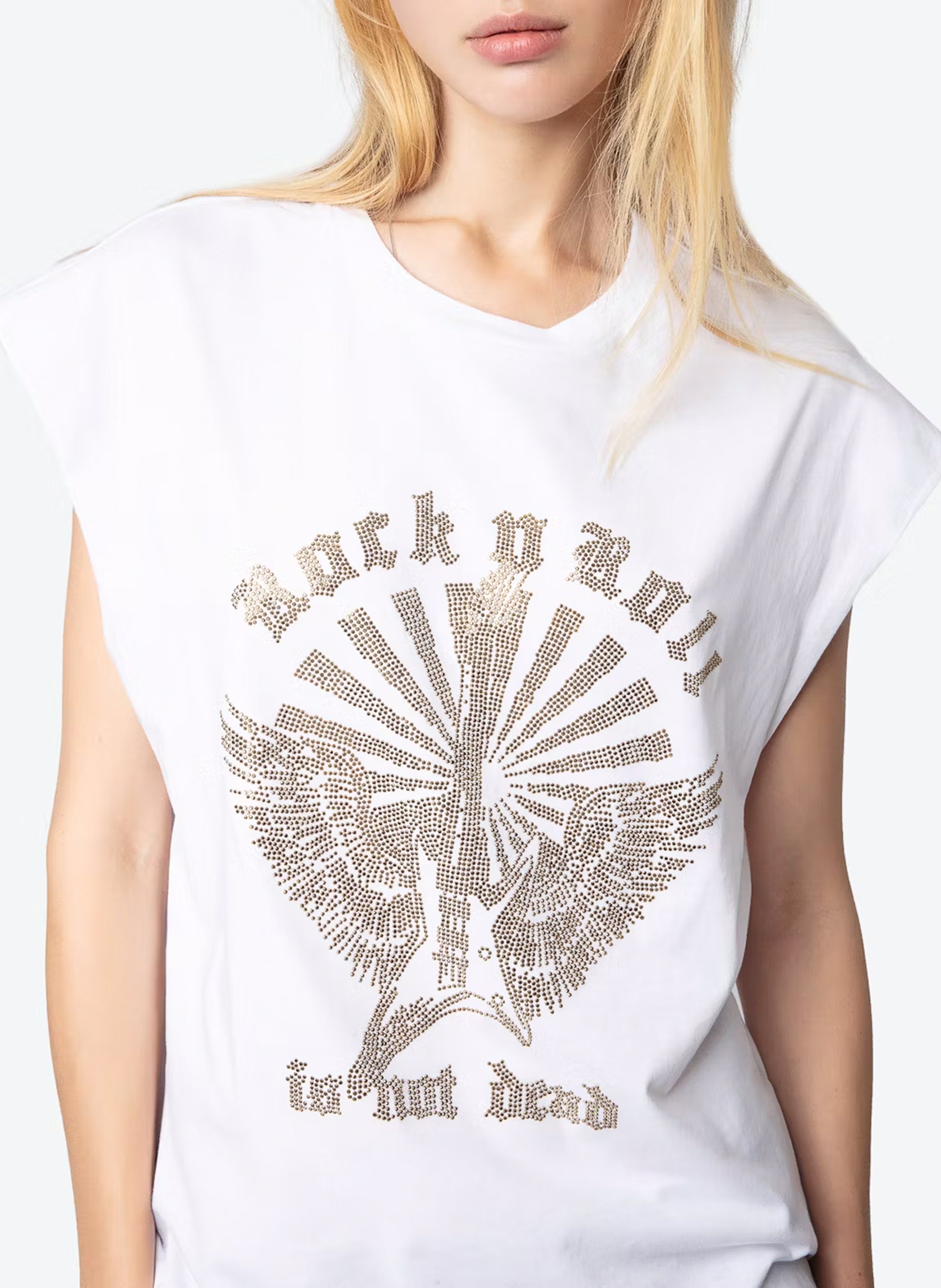 Tee-shirt sans manches avec strass devant cloe ZADIG&VOLTAIRE Blanc