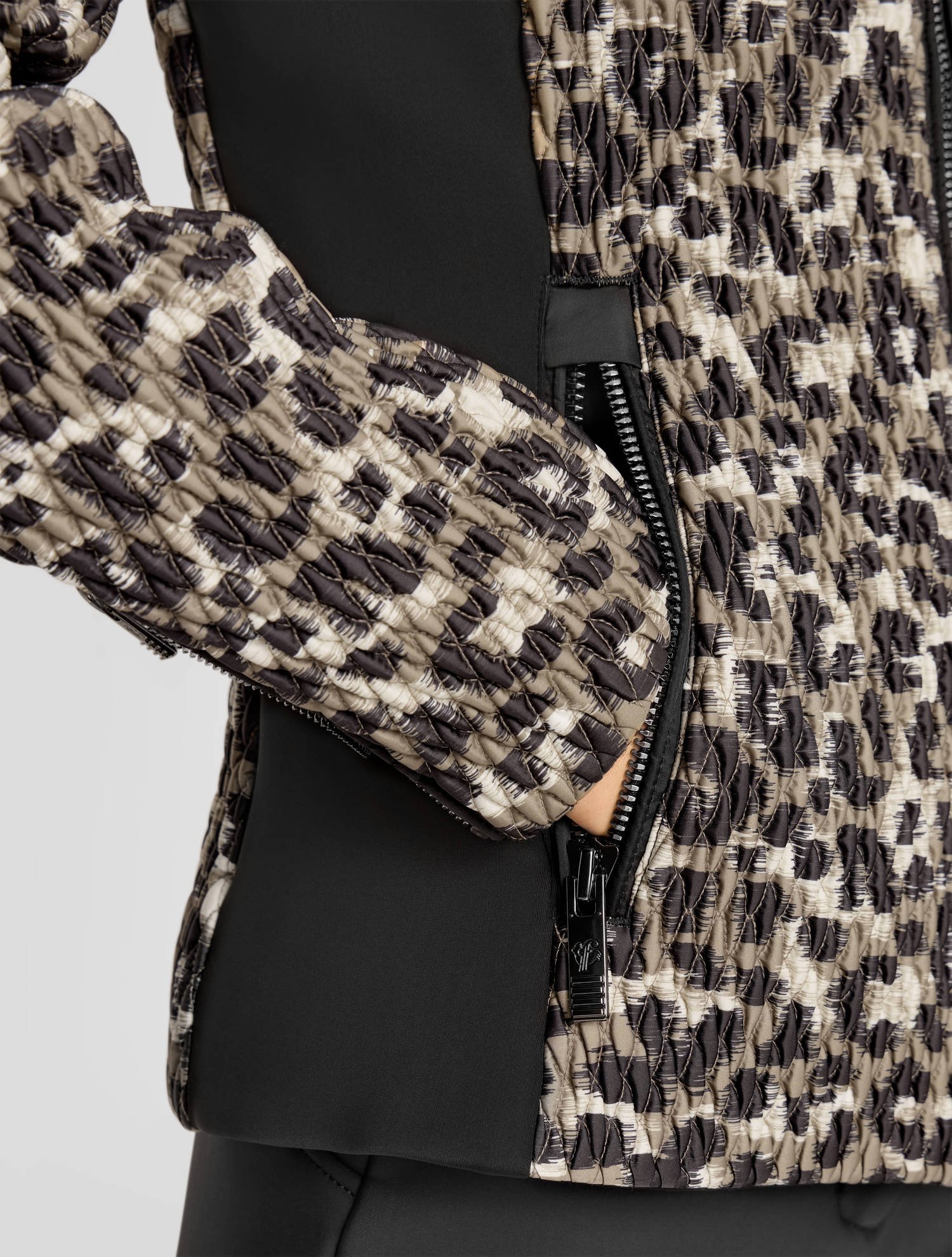 Veste de ski montana leopard col tailleur coupe ajustée FUSALP Beige