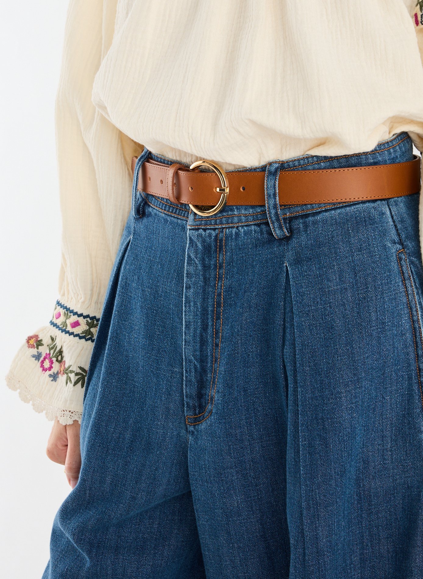 Ceinture en cuir à boucle arrondie SAISON 1865 Marron