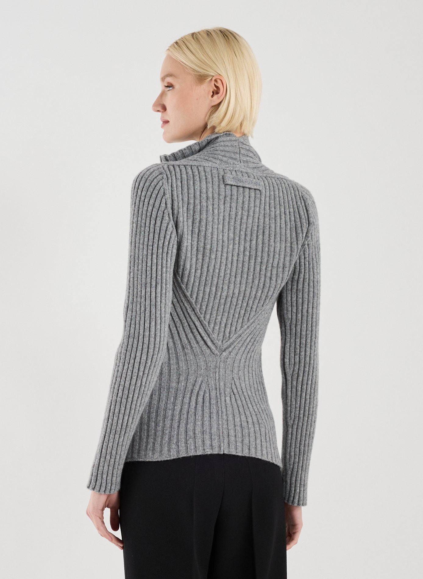 Pull côtelé en laine VICTORIA BECKHAM Gris