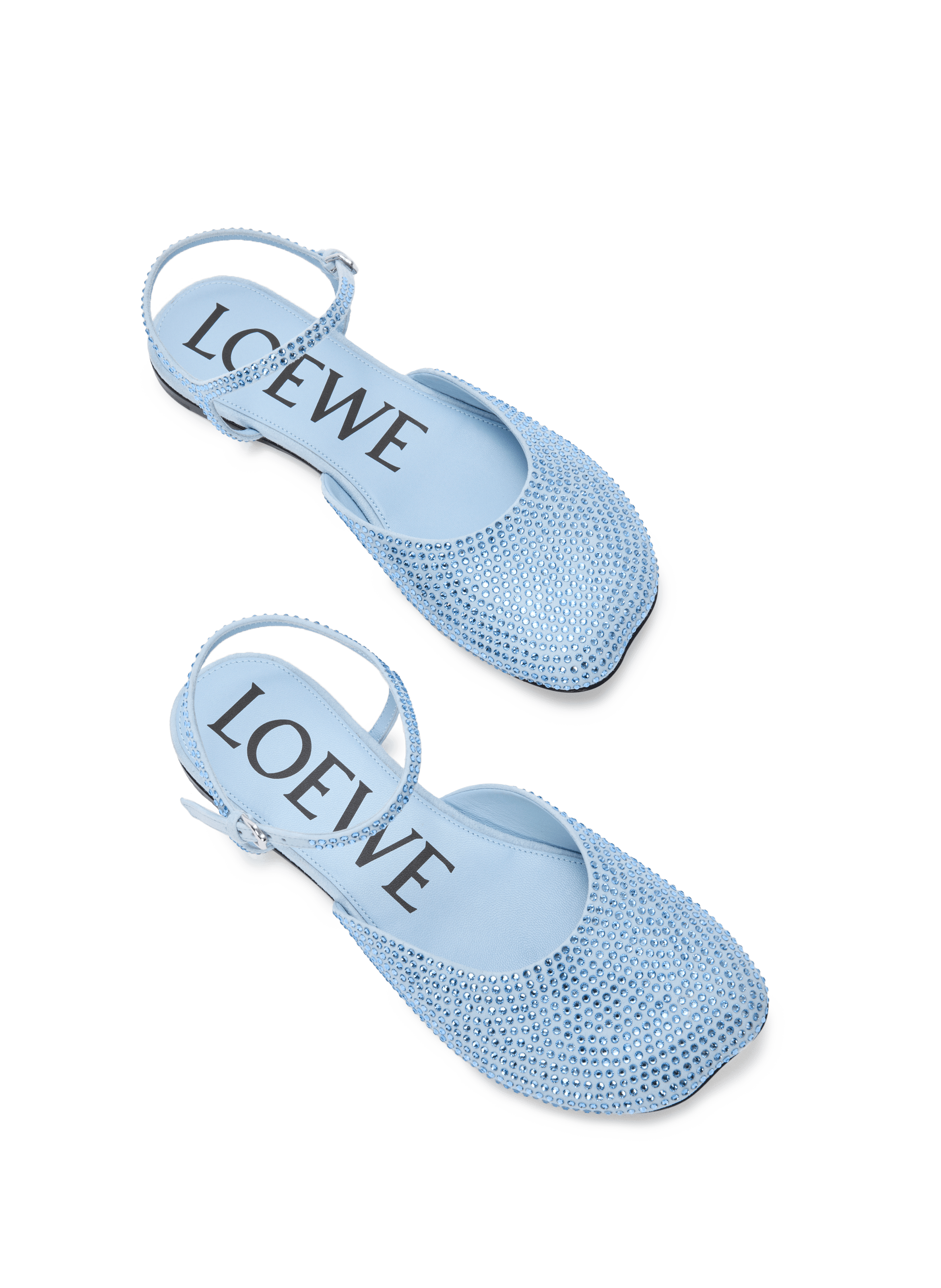 Toy ballerina with ankle strap in leather with rhinestones LOEWE Blue