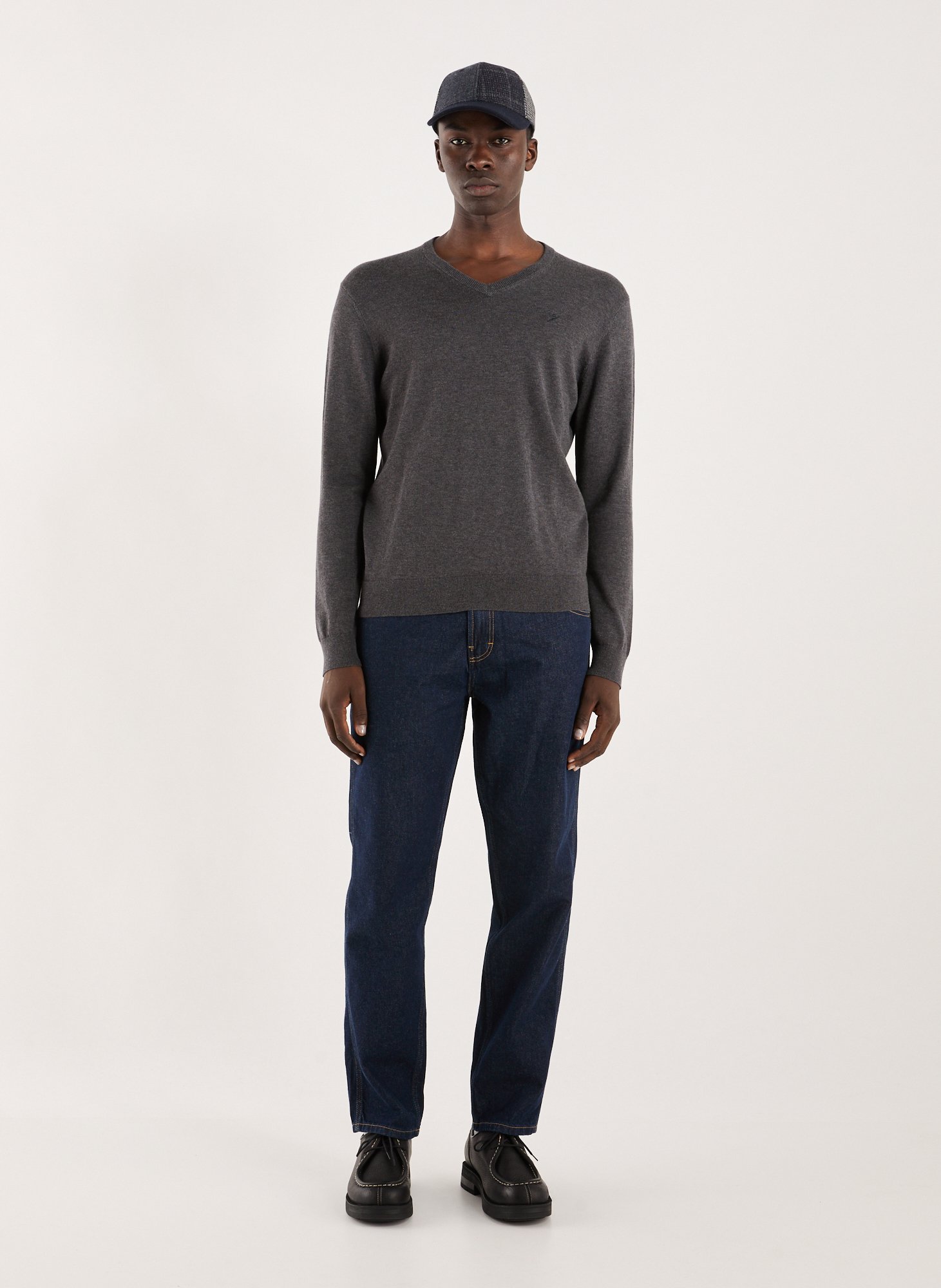 Cotton V-neck jumper HACKETT Grey