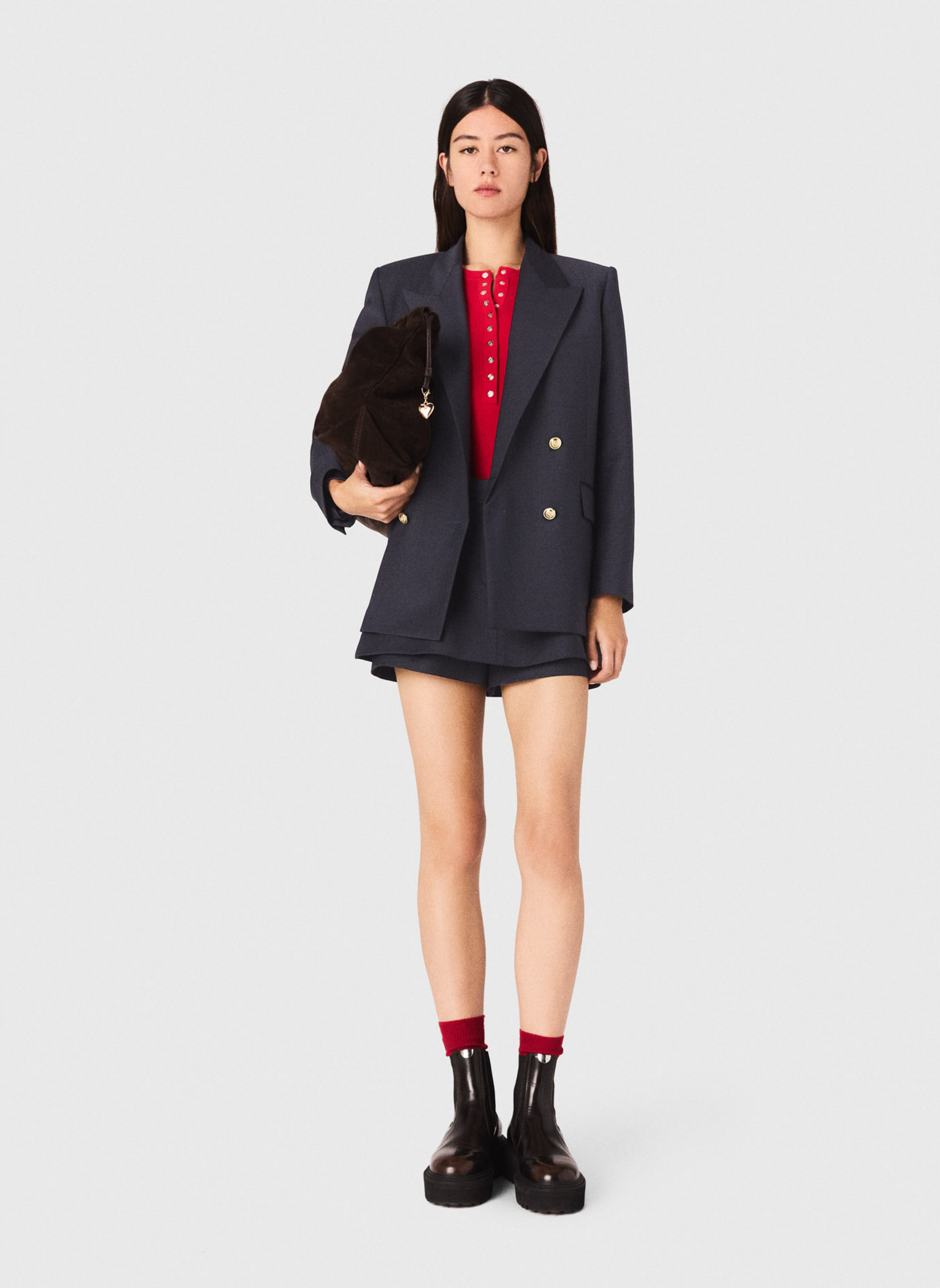 Veste col tailleur MAJE Bleu