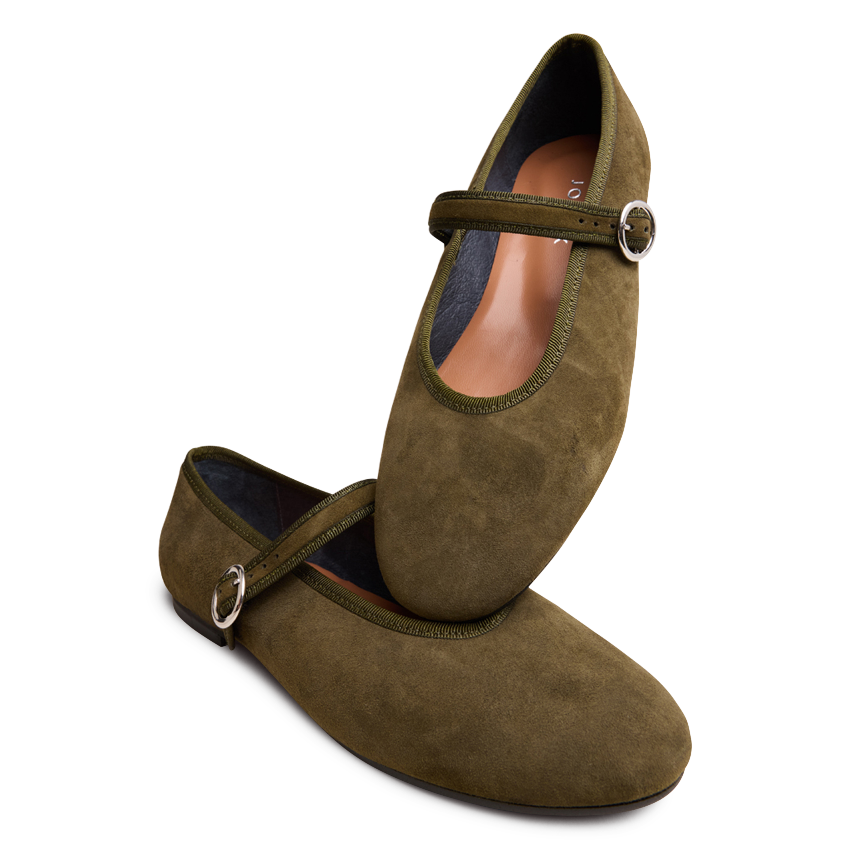 Ballerines en cuir velours deesse JONAK Kaki