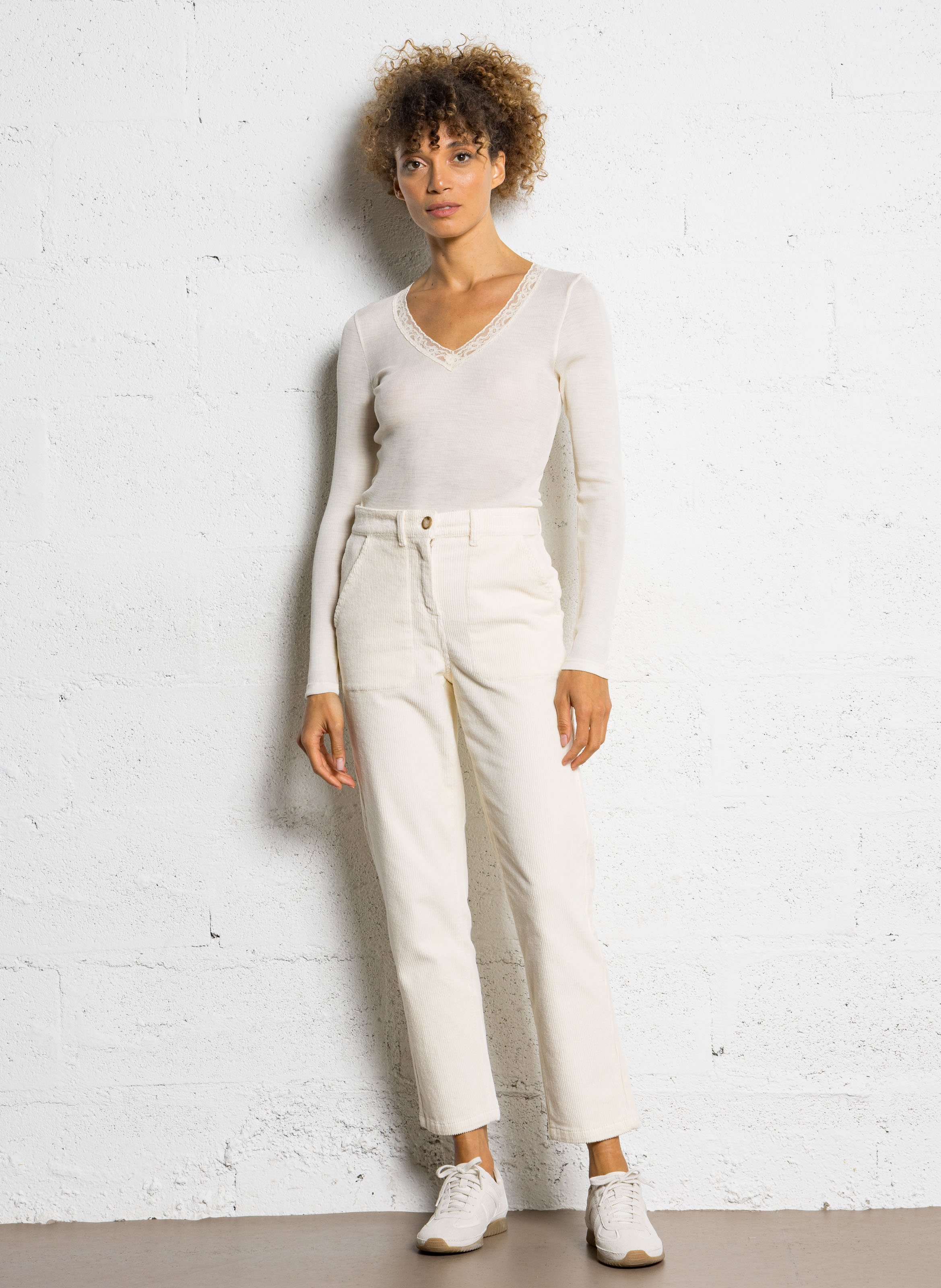 Pantalon droit en velours côtelé ARMOR-LUX Beige