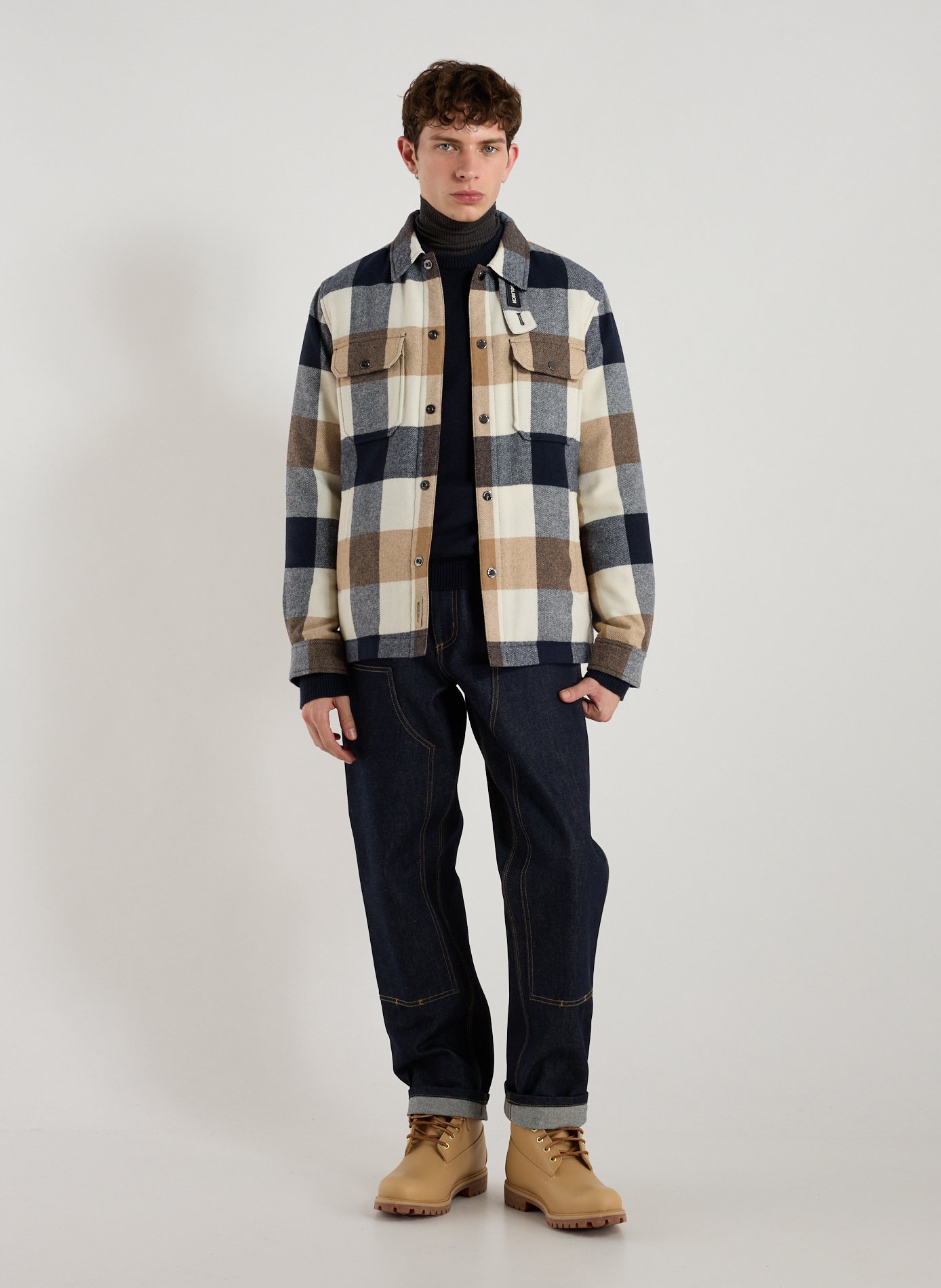 Shirt with classic collar in blended wool WOOLRICH Multicolour