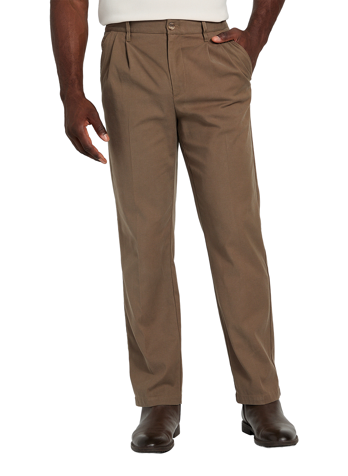 Pantalon droit en coton mélangé GUESS Marron