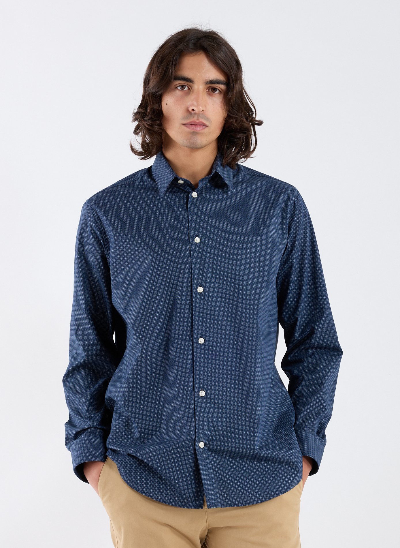 Chemise col classique en coton AU PRINTEMPS PARIS Bleu