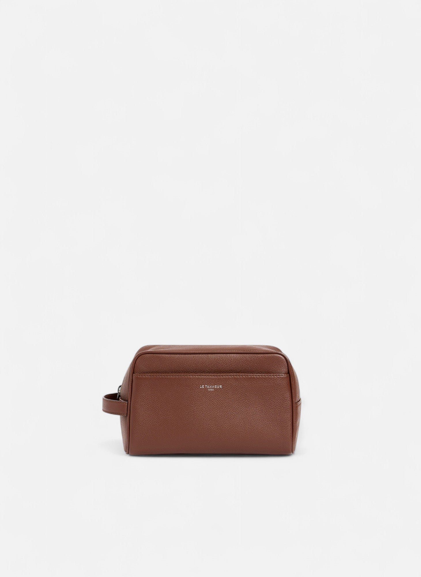 Trousse de toilette en cuir grainé  Marron ebène