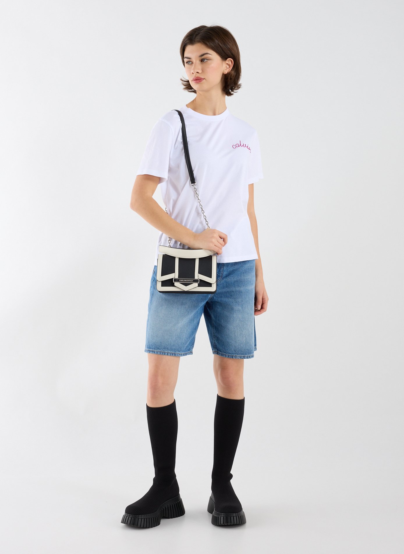 T-shirt col rond en coton CALVIN KLEIN Blanc