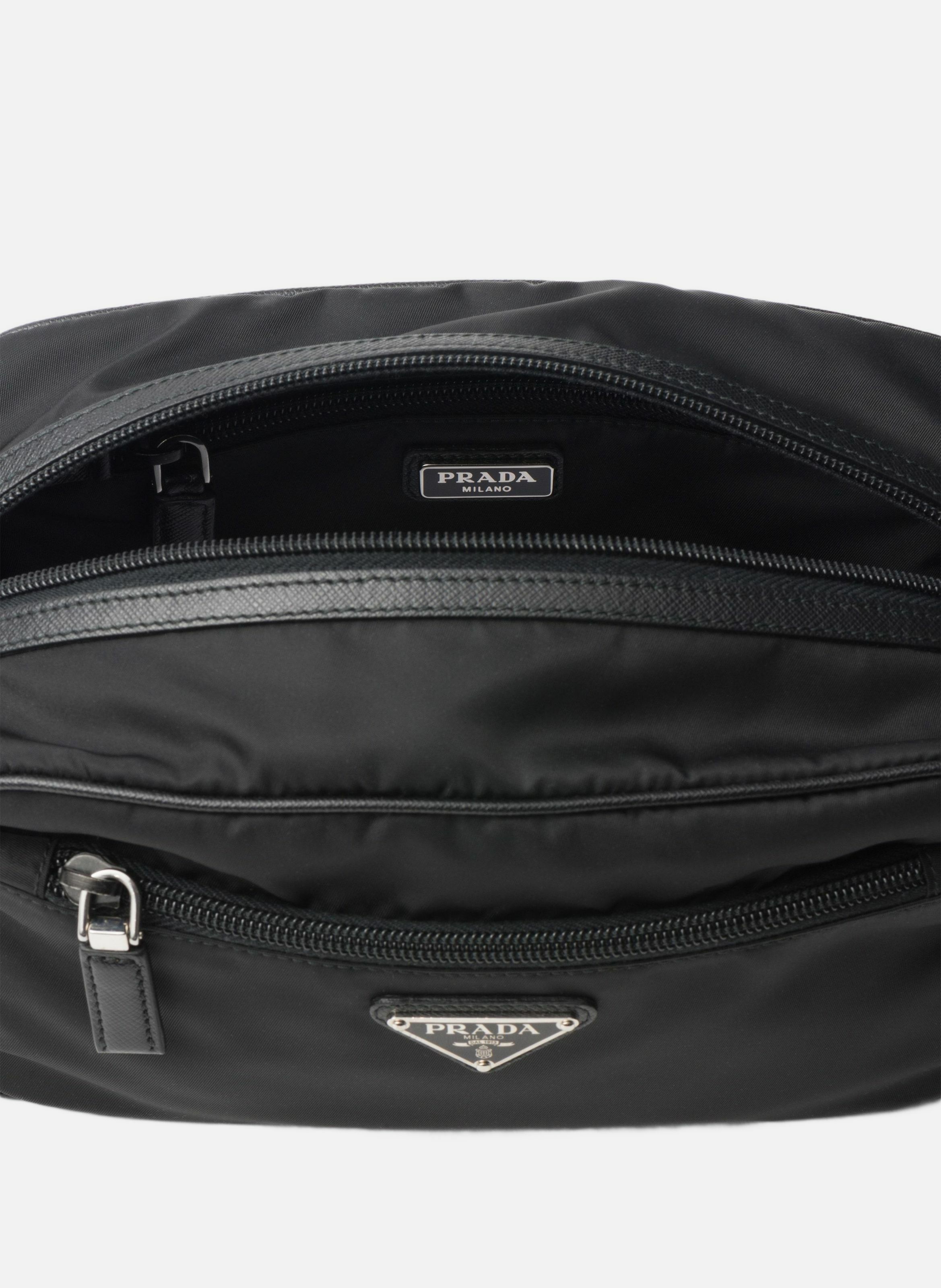 Pochette en re-nylon et cuir saffiano PRADA Noir