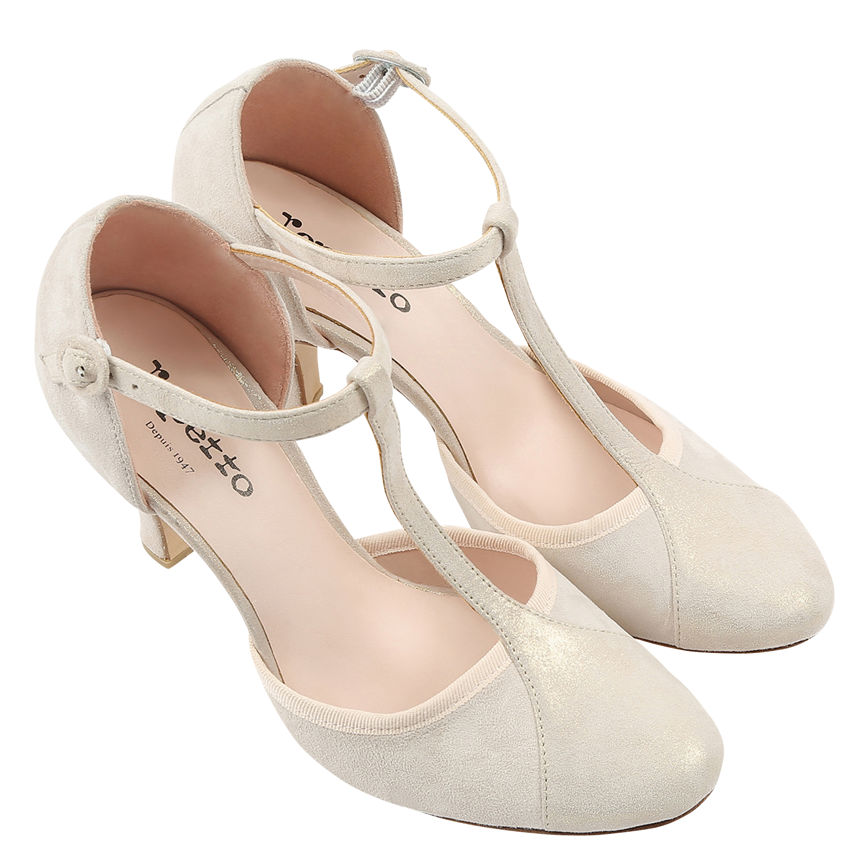 Salomés à talons en cuir velours REPETTO Beige