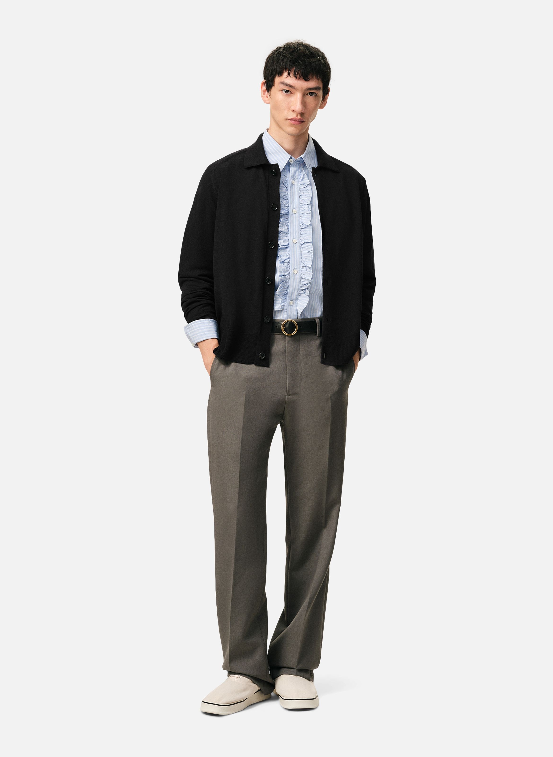 Cardigan col chemise ami de coeur en laine AMI PARIS Noir