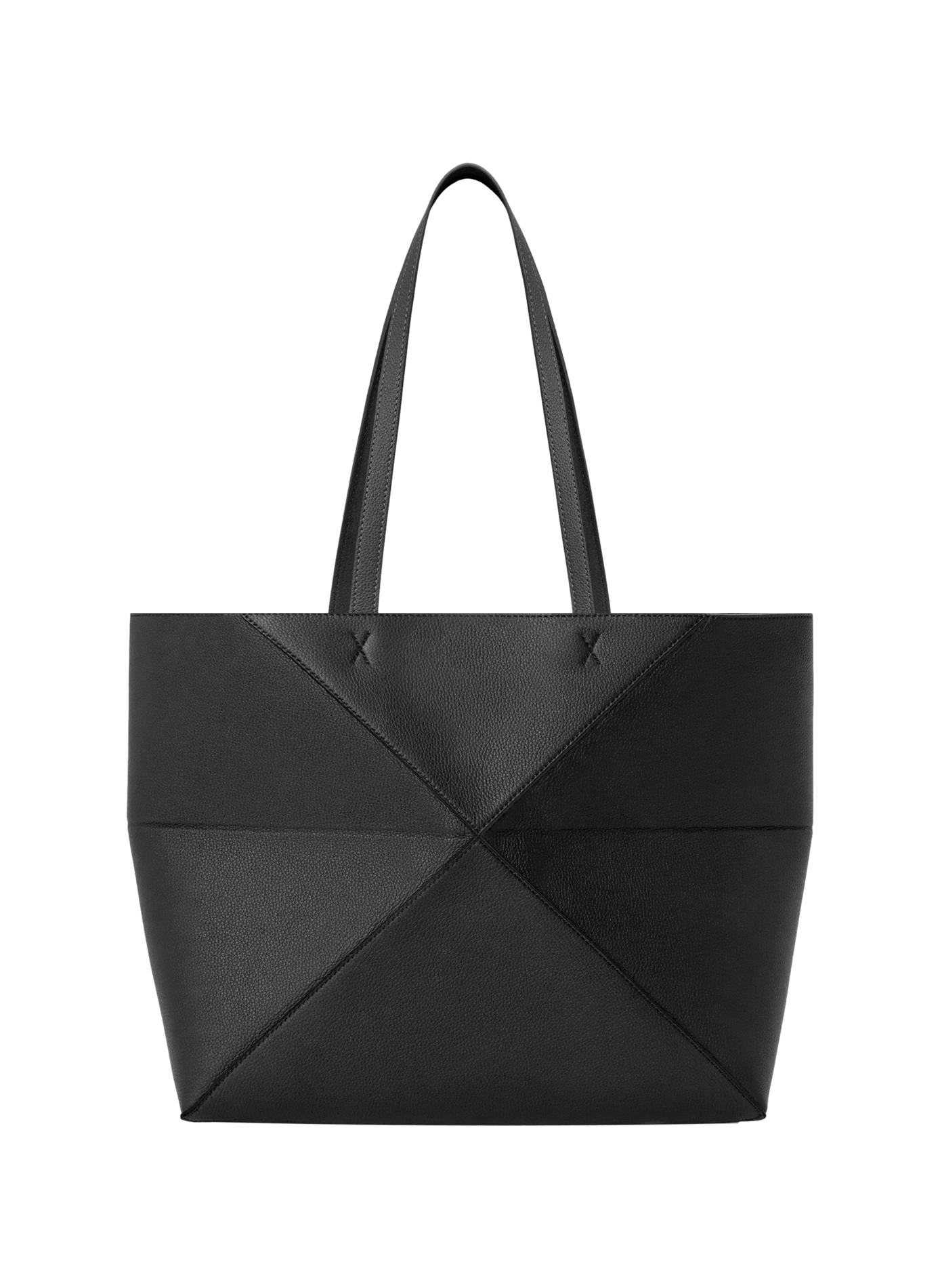 Puzzle Fold tote horizontal moyen en cuir de veau grainé souple LOEWE Noir