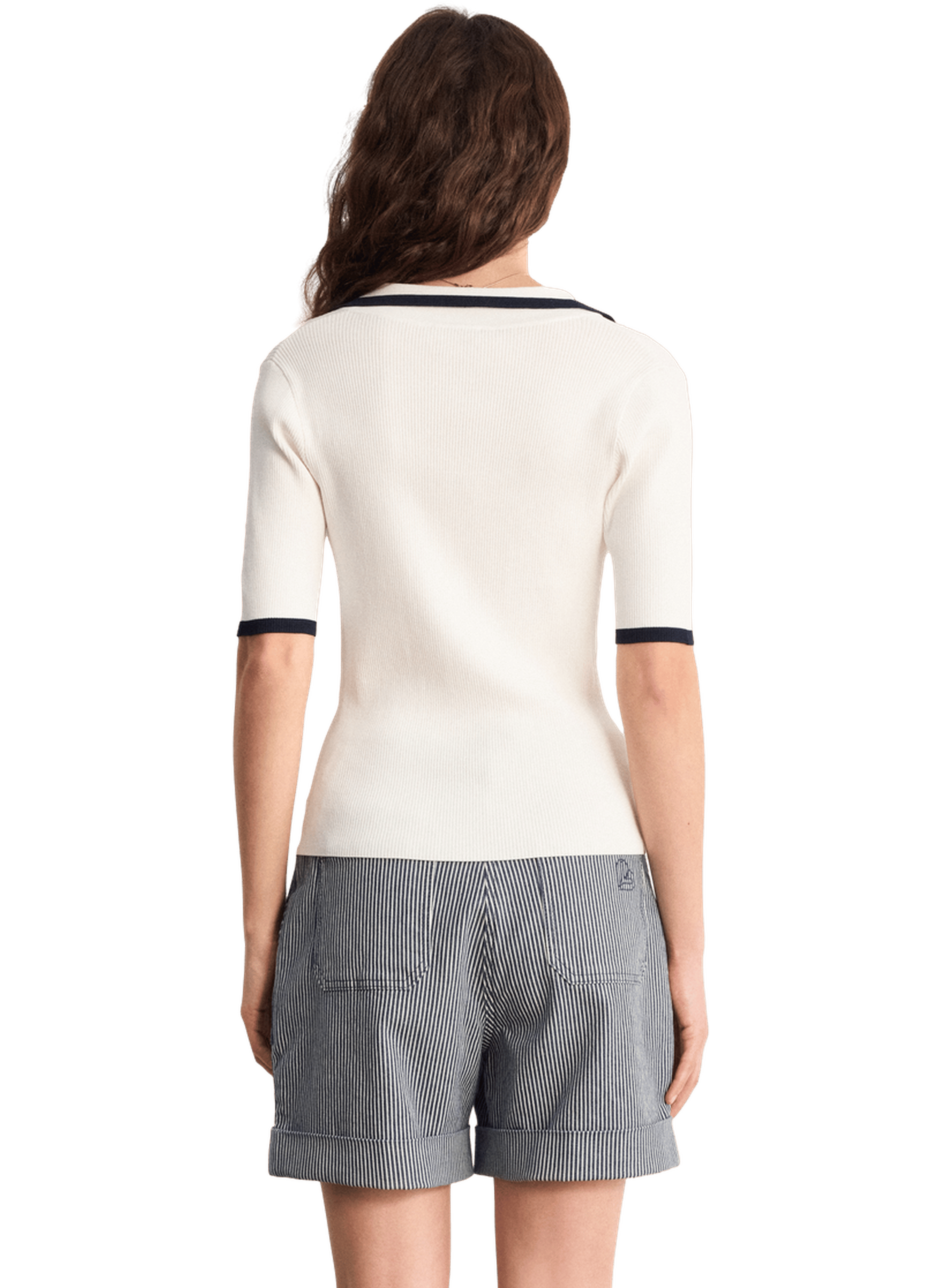 Polo en maille côtelée bicolore - LORETTE PABLO Beige