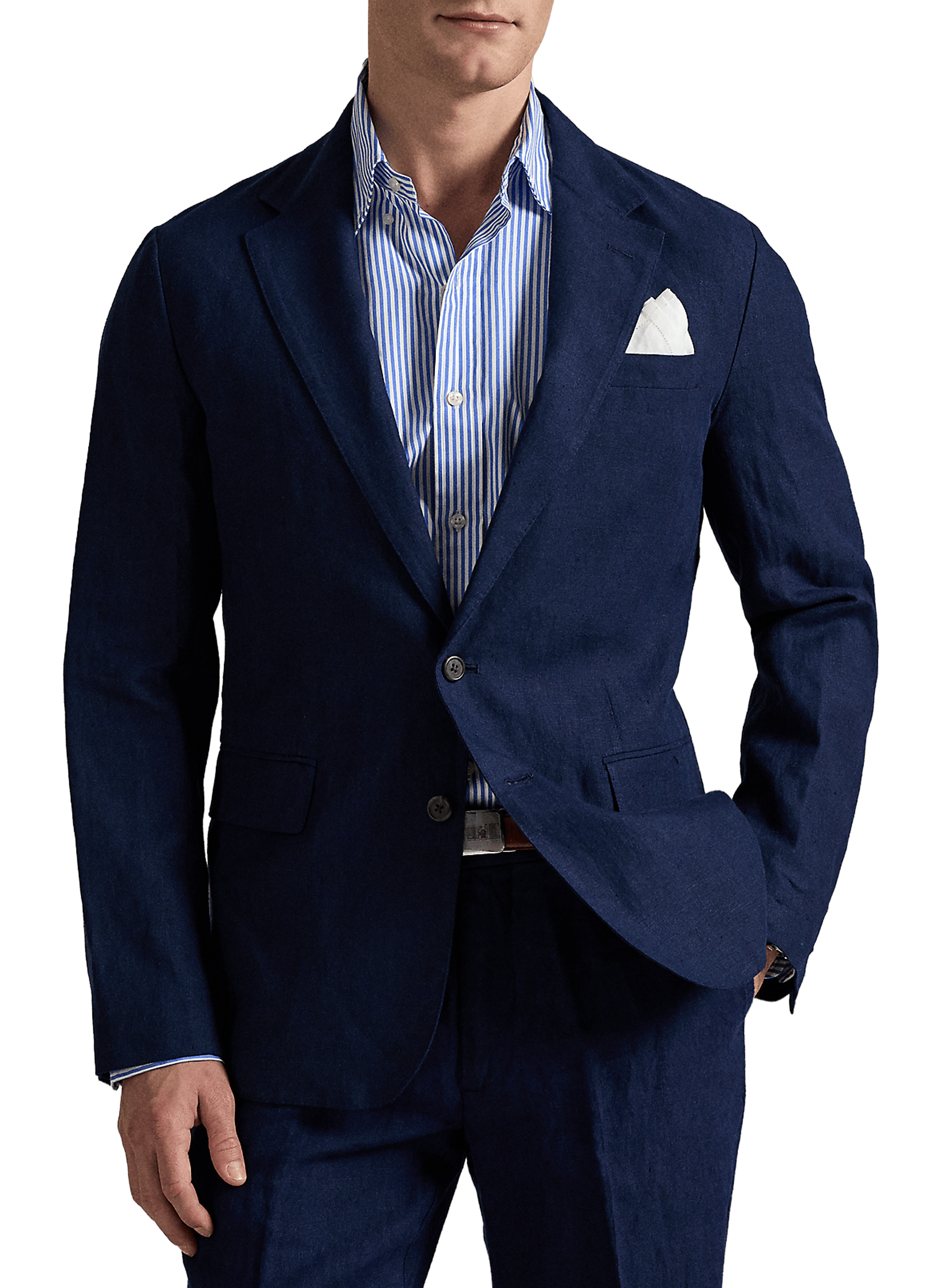 Straight linen blazer POLO RALPH LAUREN Blue