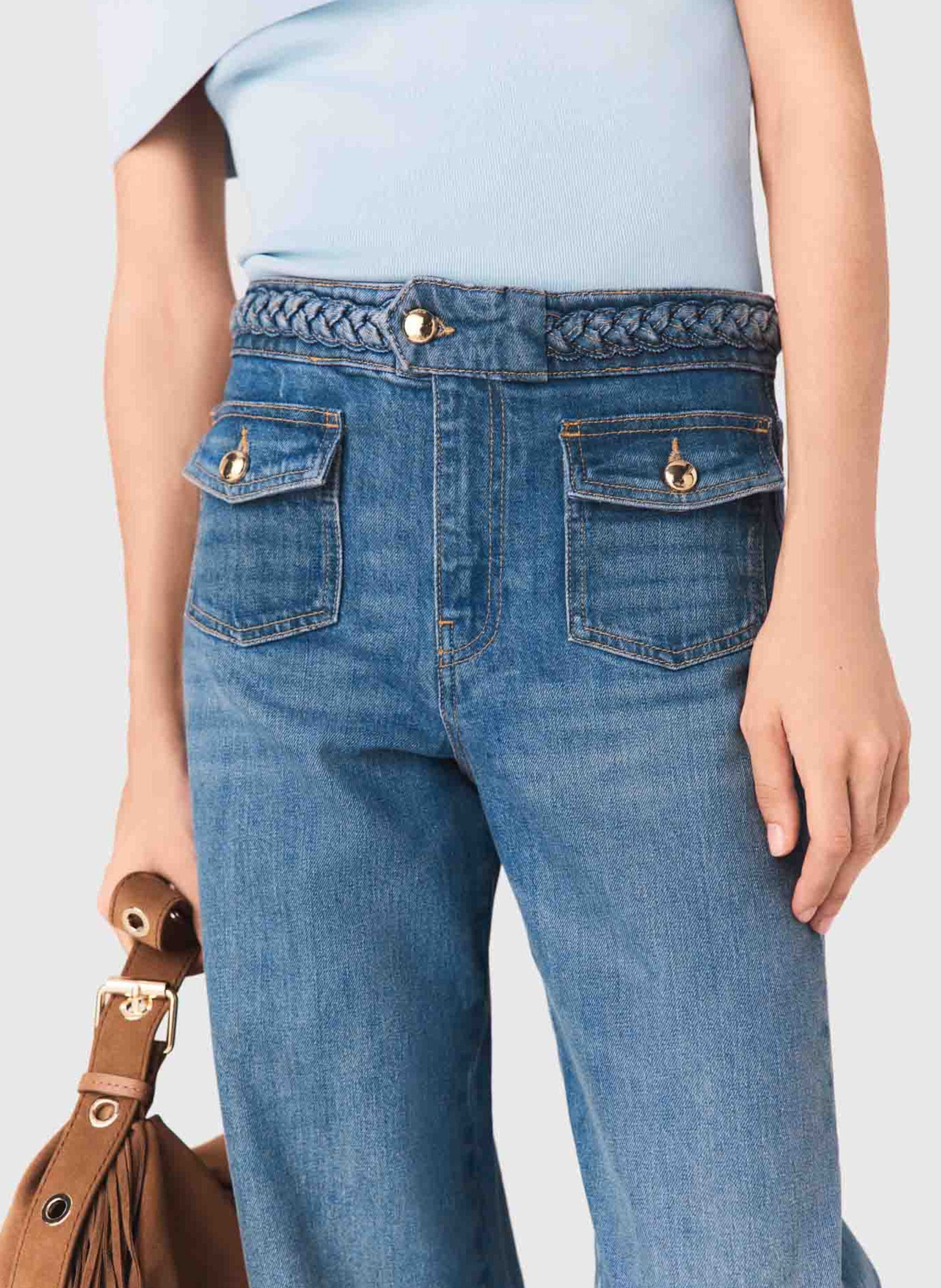 Jean patte d'eph en coton mélangé MAJE Bleu