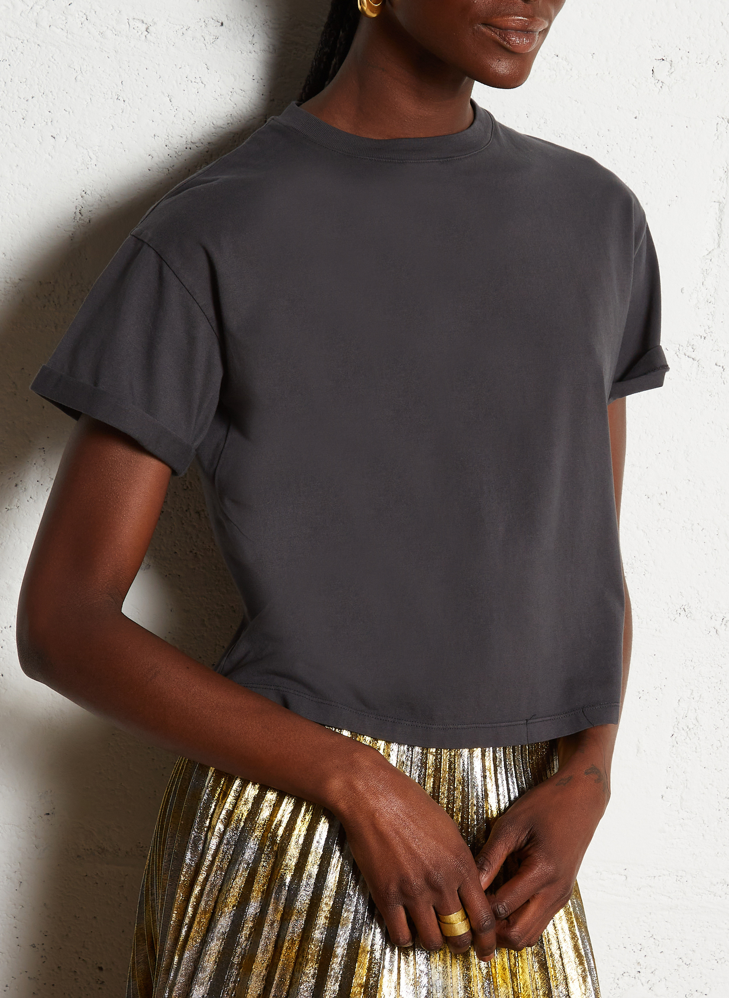 Tee-shirt col rond en coton rosie BA&SH Noir