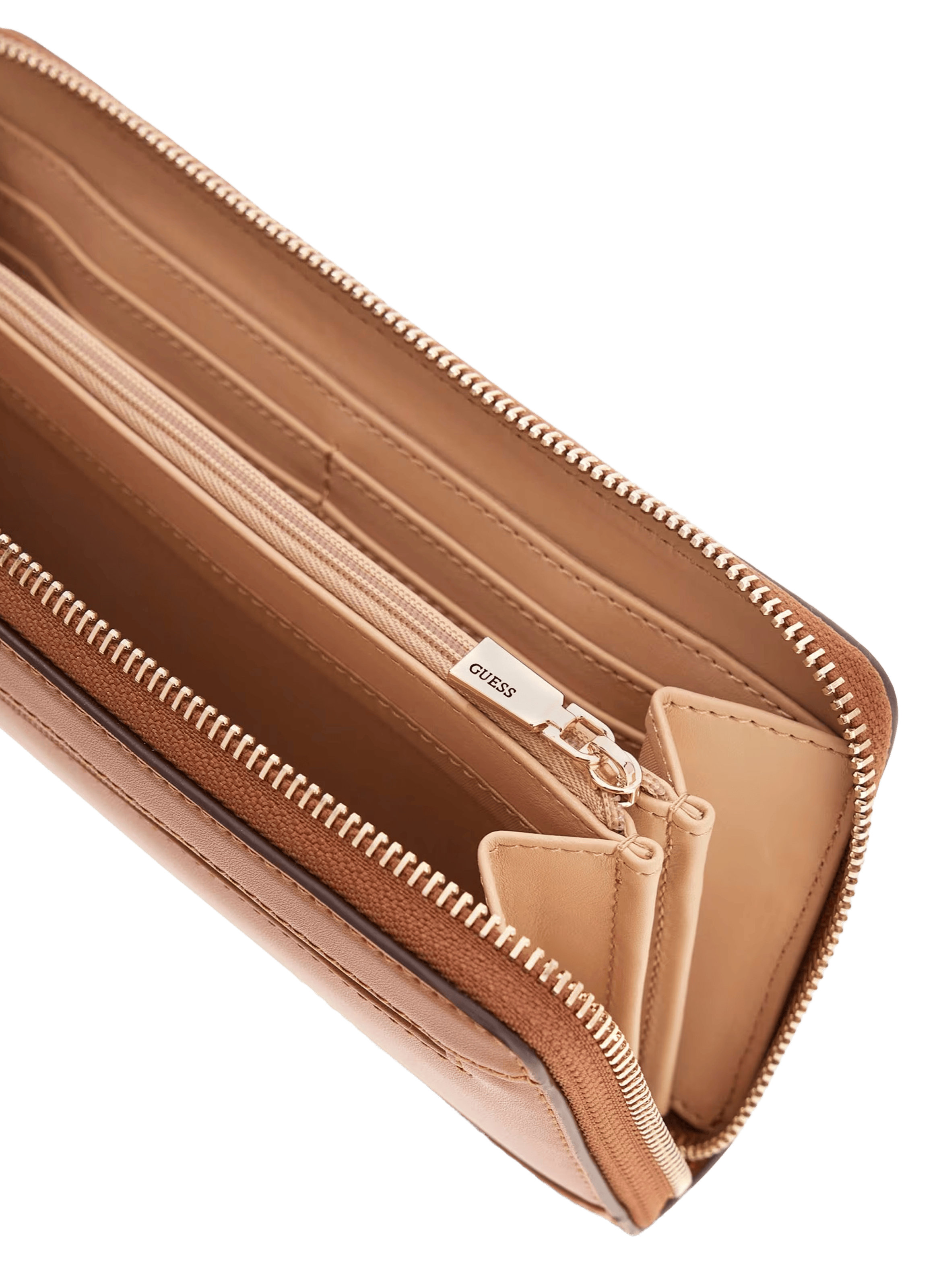 Portefeuille zip avec logo GUESS Marron