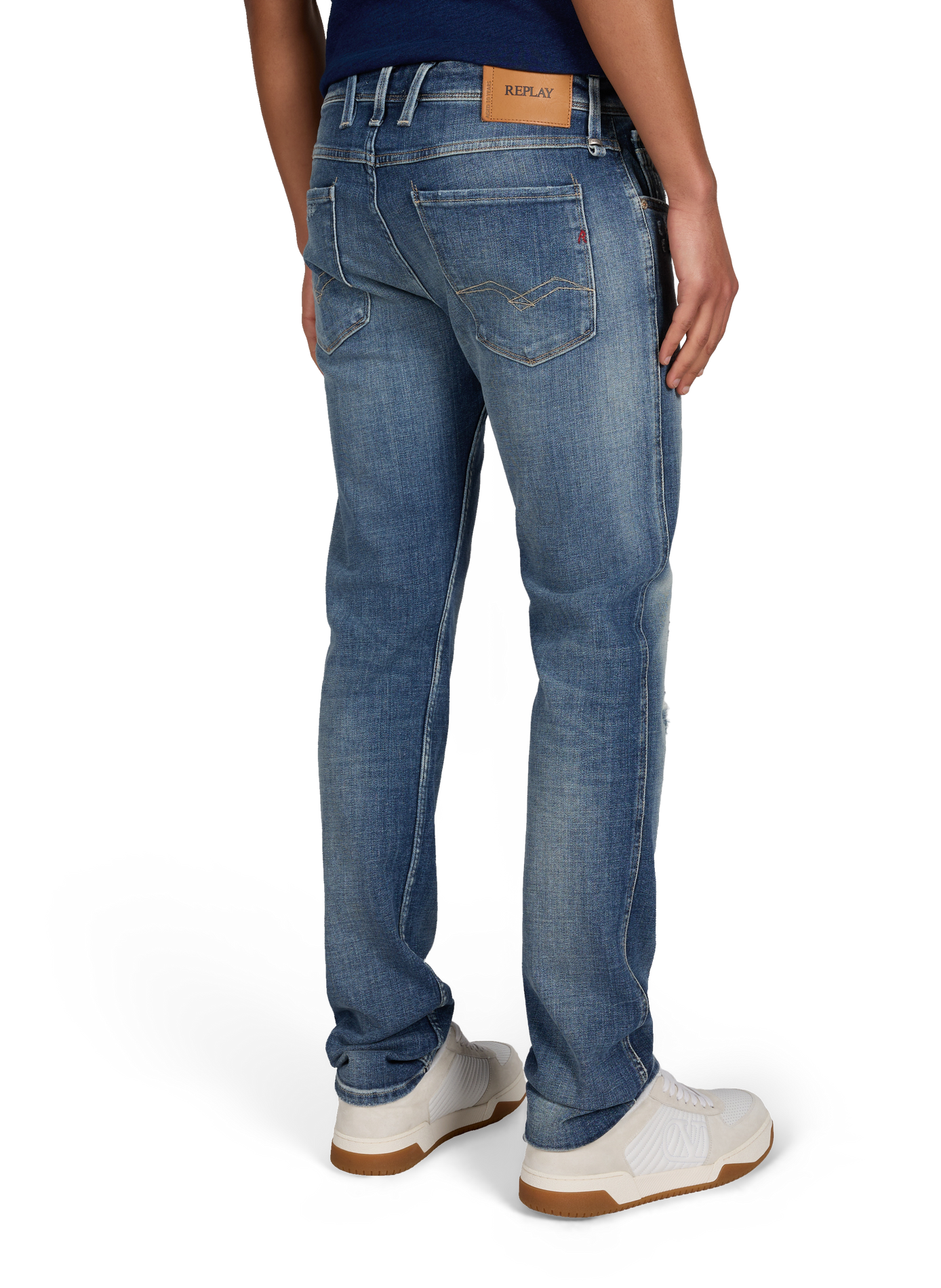 Jean déchiré en coton mélangé REPLAY Bleu