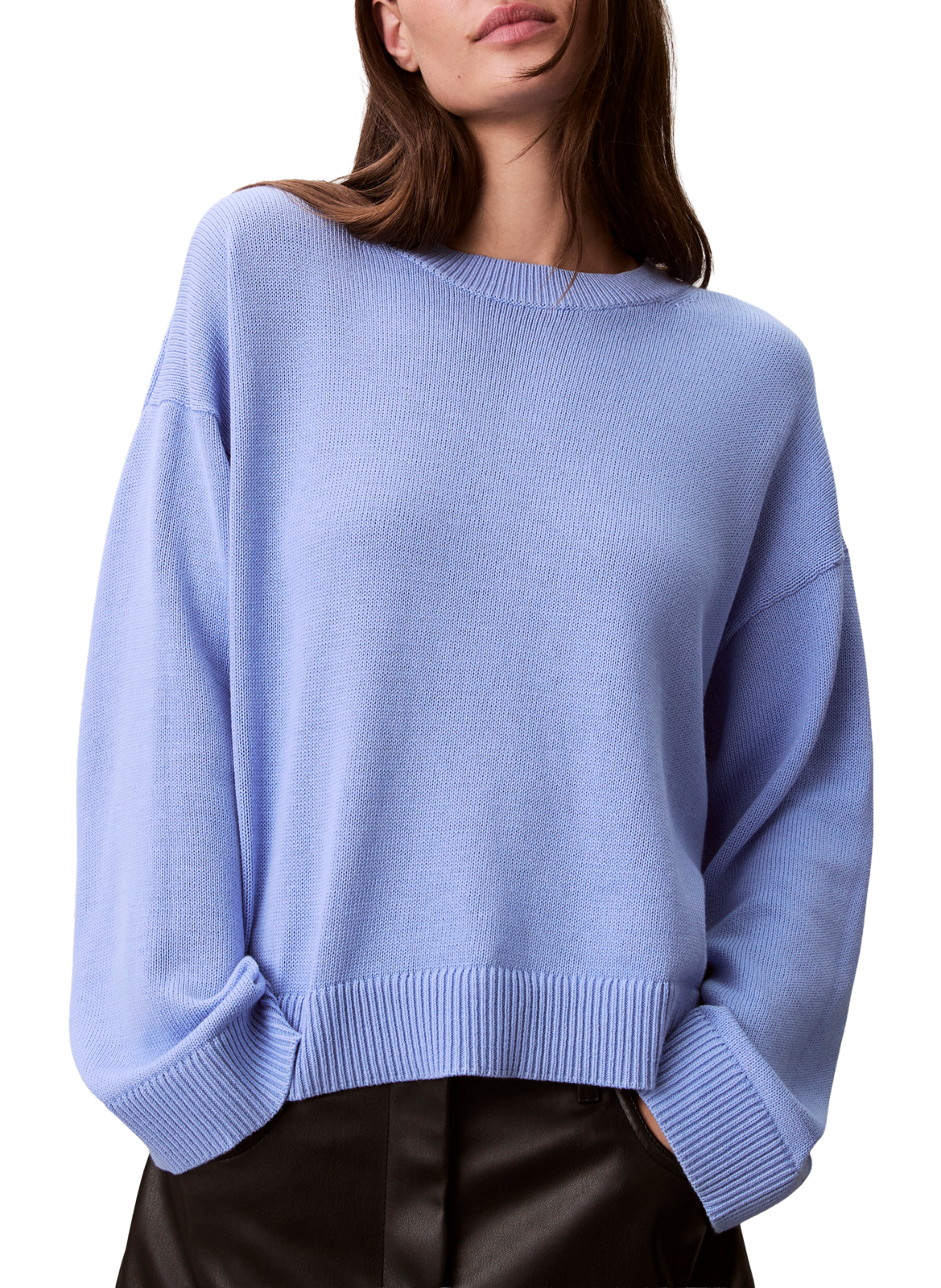 Straight long-sleeved cotton sweater CALVIN KLEIN Blue