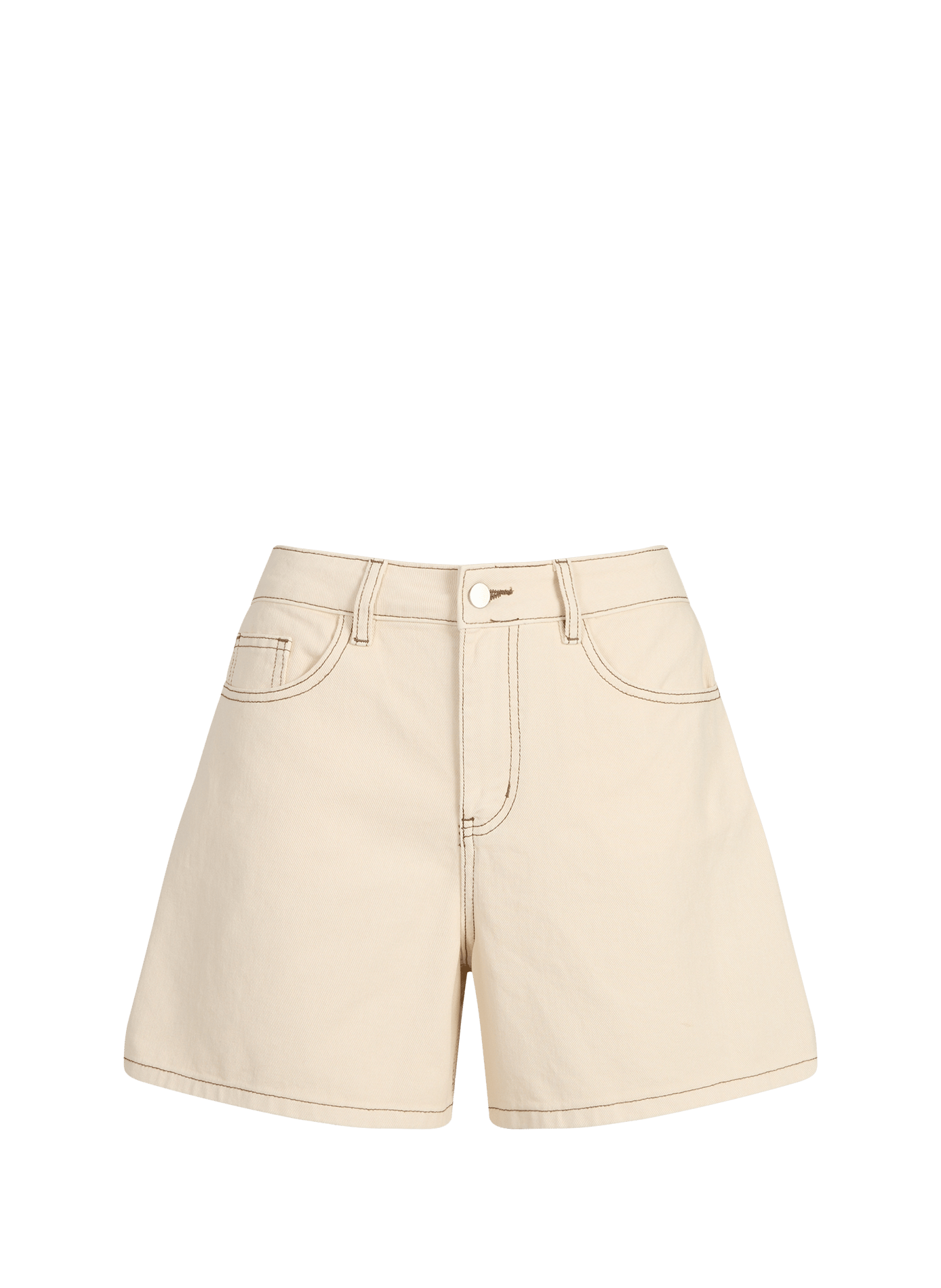 Short Andrea en denim de coton OBJECT Beige