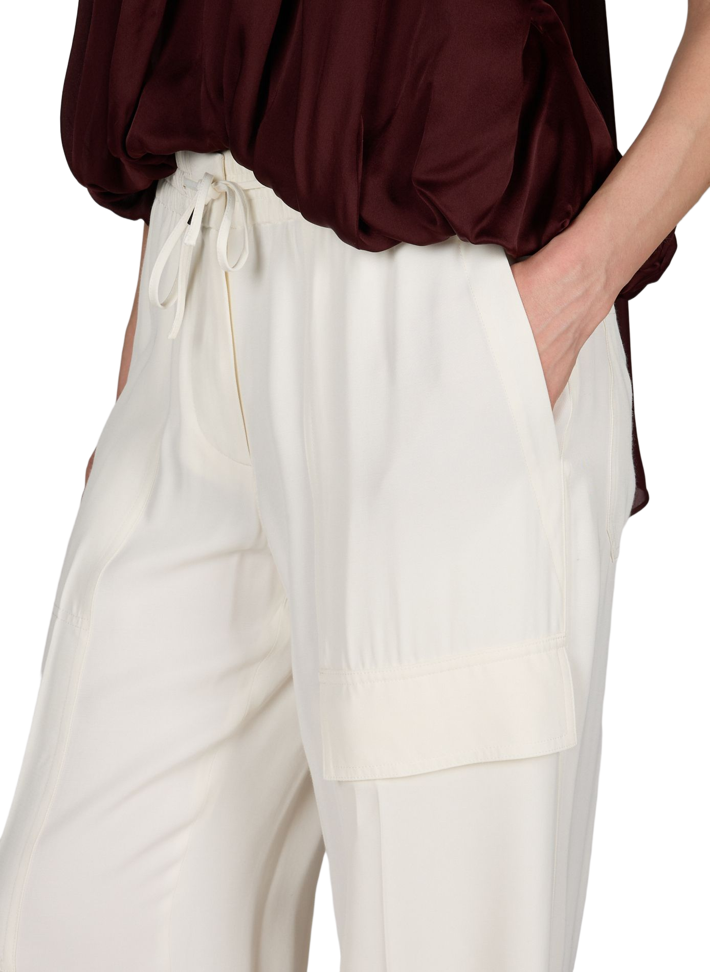 Cargo silk twill pants HELMUT LANG White