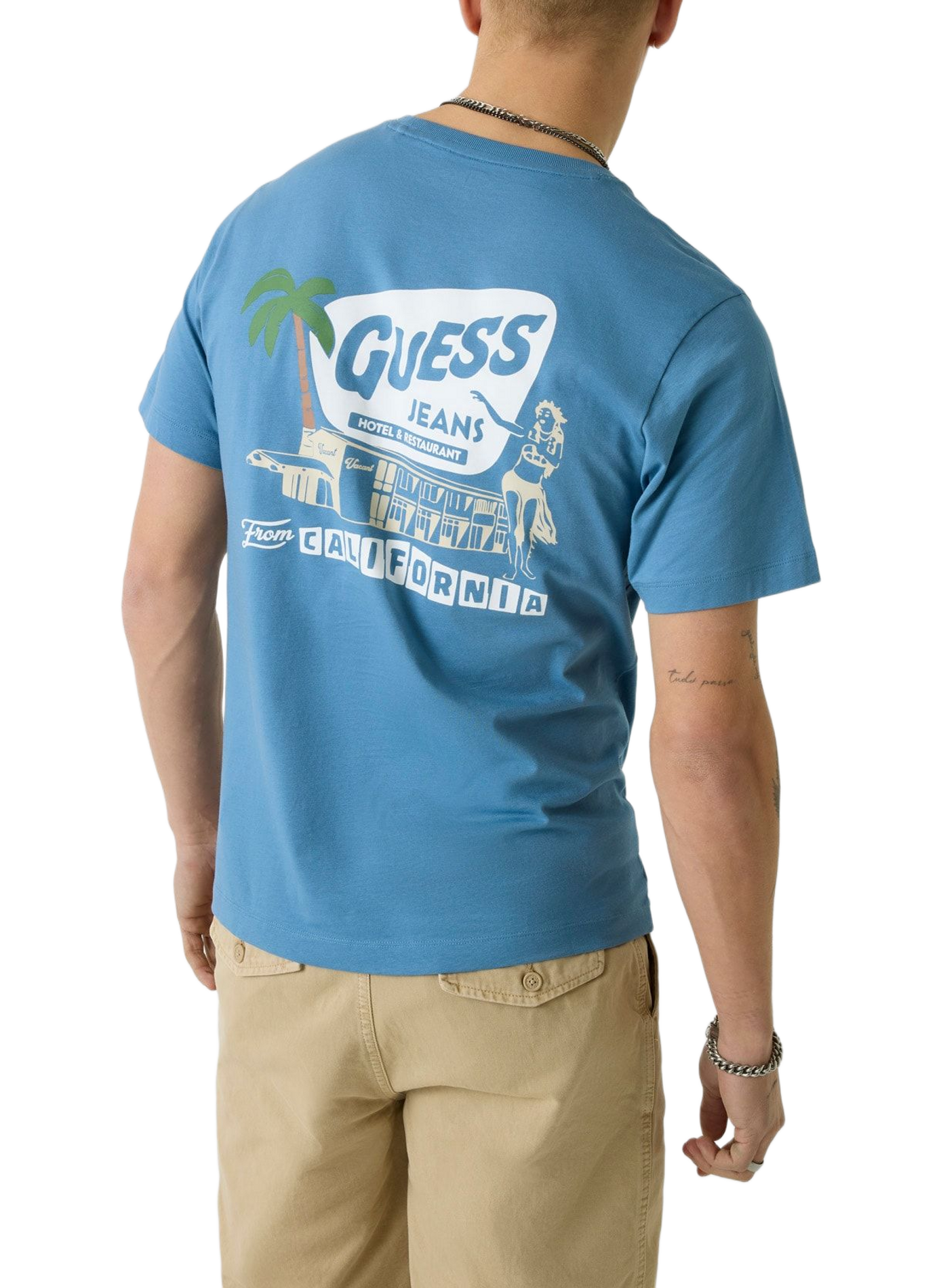 Cotton round-neck T-shirt GUESS Blue