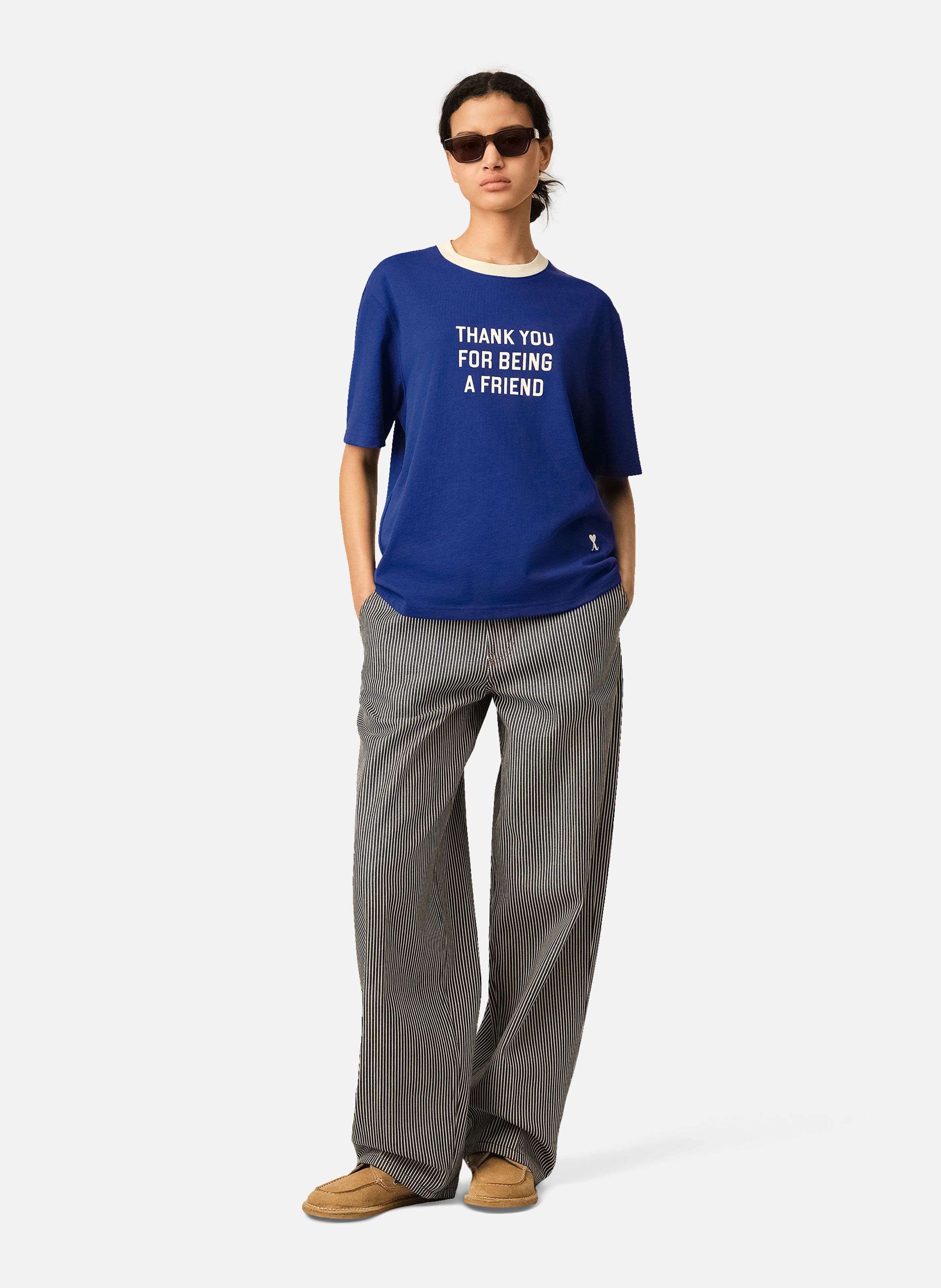 T-shirt thank you for being à friend unisexe en coton AMI PARIS Bleu