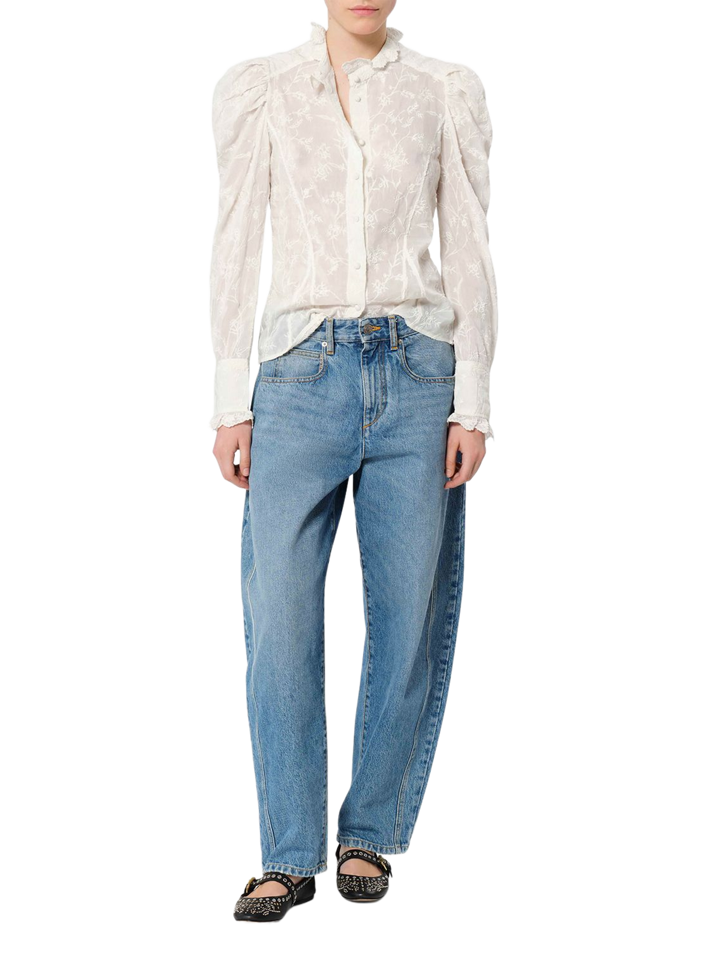 Zorica blouse with silk and cotton embroidery ISABEL MARANT White