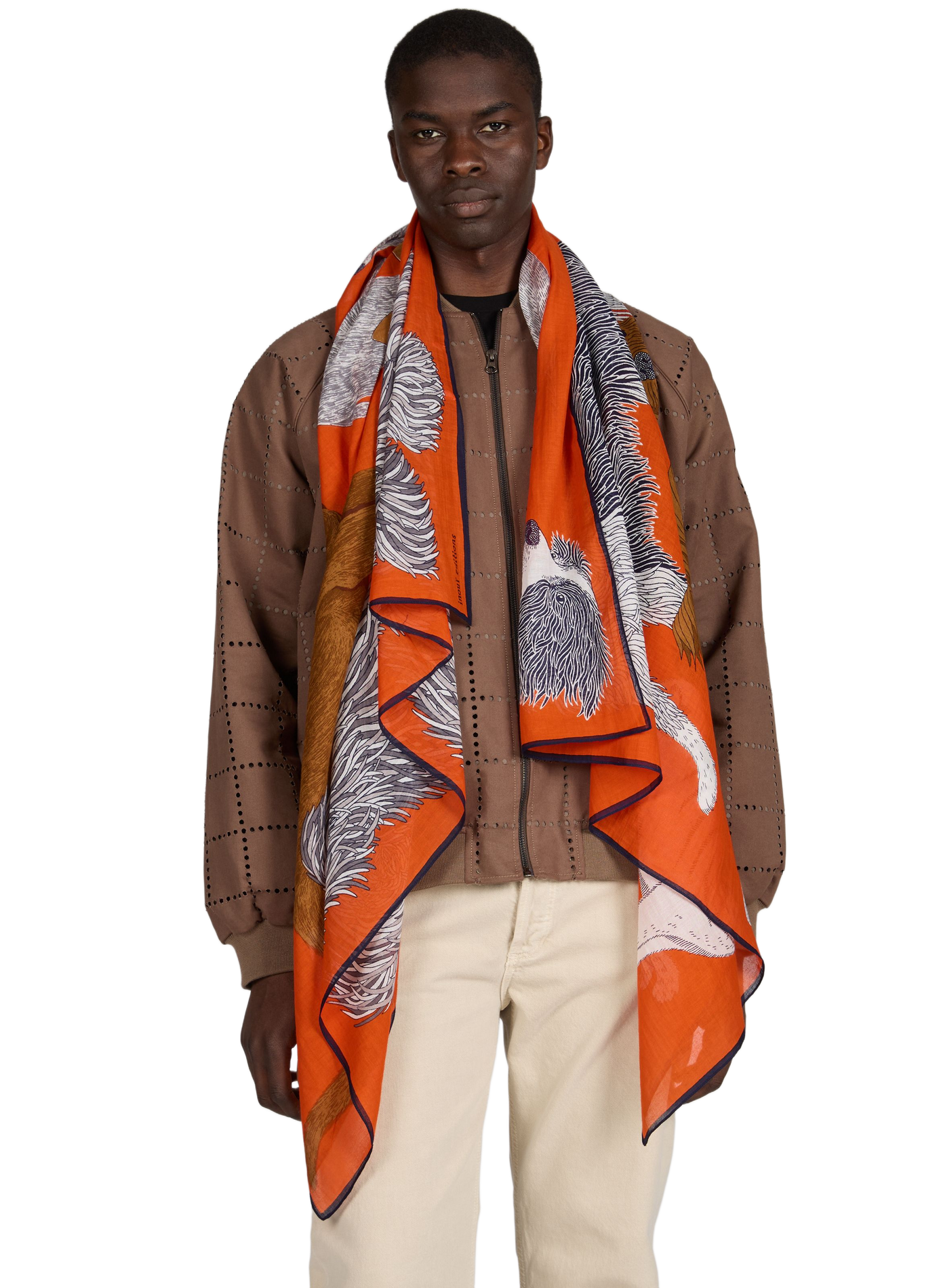 Printed cotton scarf INOUI EDITIONS Orange