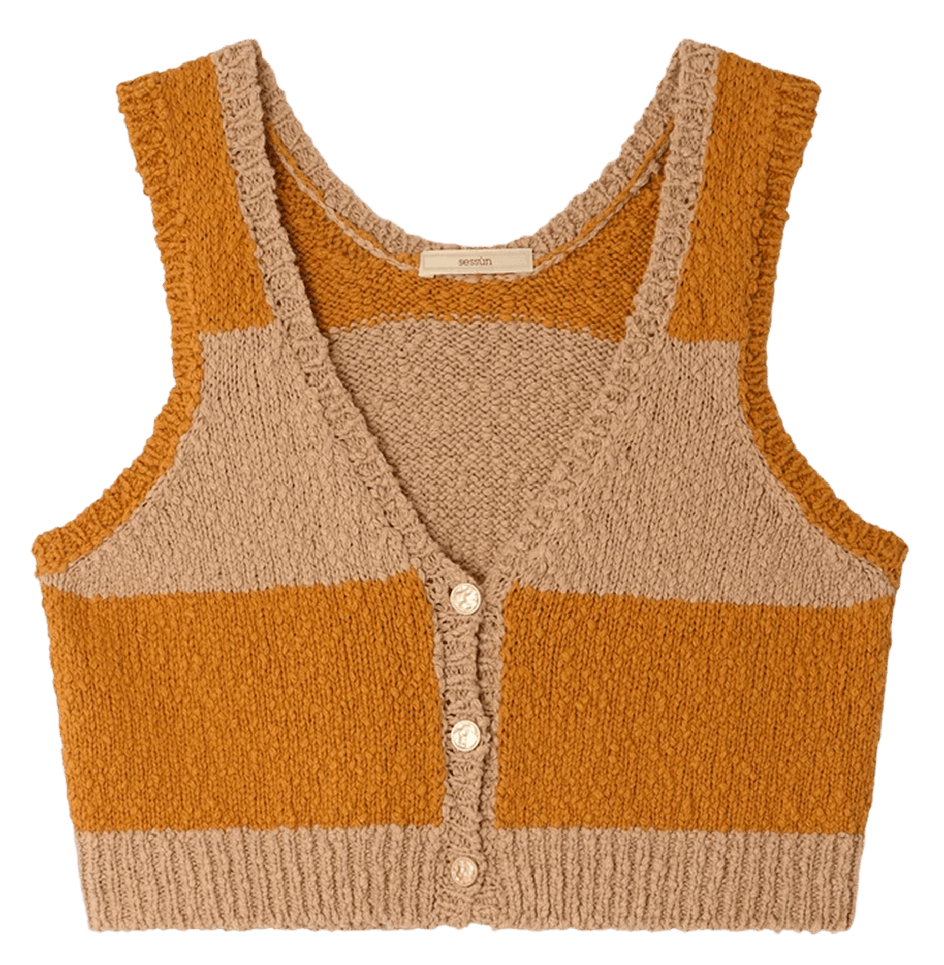 Top droit col v en coton saolo SESSUN Orange