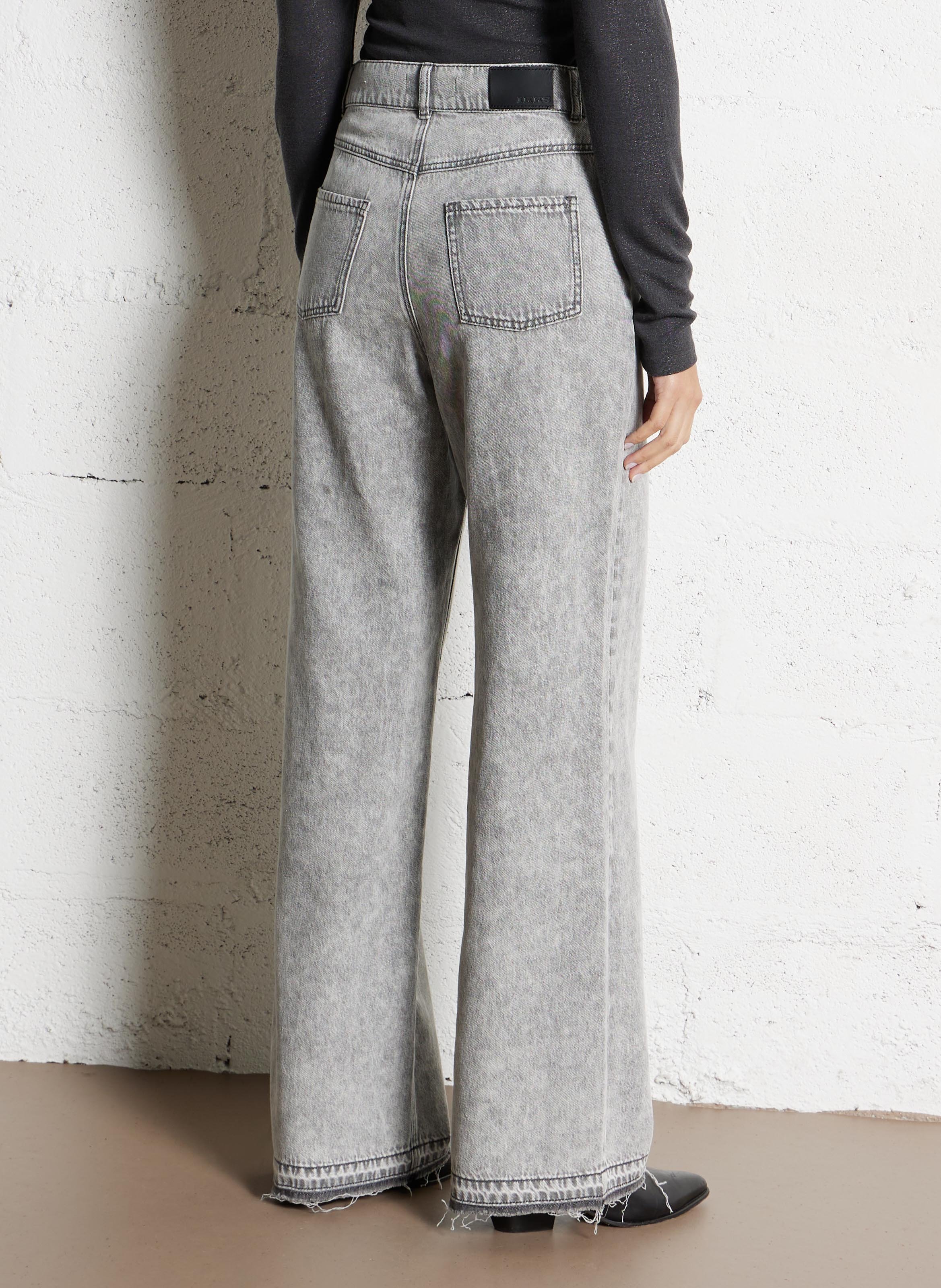 Jean flare taille haute en coton edie IKKS Gris